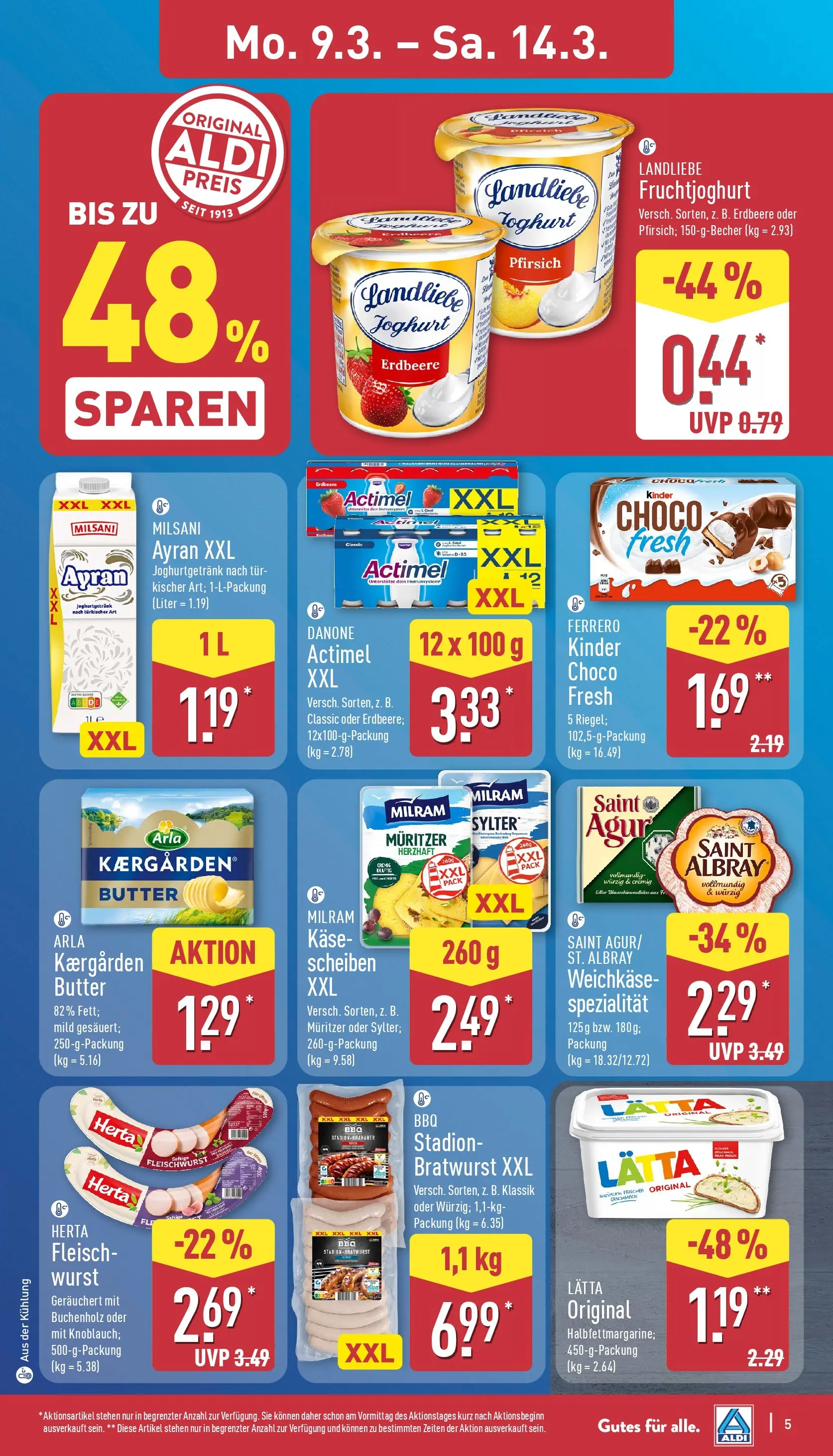Aldi Wochenangebote (ab 09.03.2026) » Angebote Online | Seite: 6 | Produkte: Actimel, Joghurt, Tür, Wurst