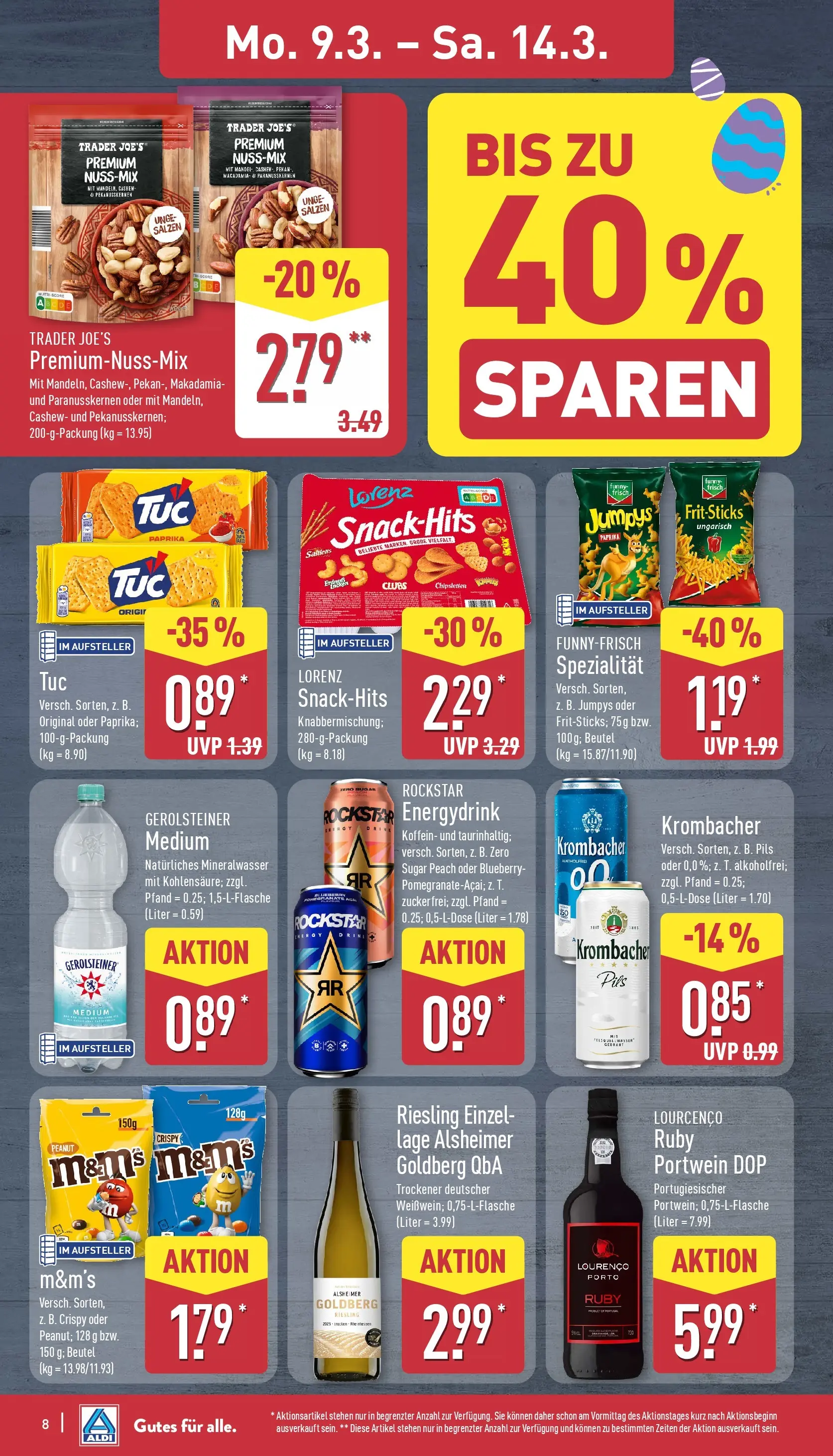 Aldi Wochenangebote (ab 09.03.2026) » Angebote Online | Seite: 9 | Produkte: Pils, M&M's, Krombacher, Gerolsteiner