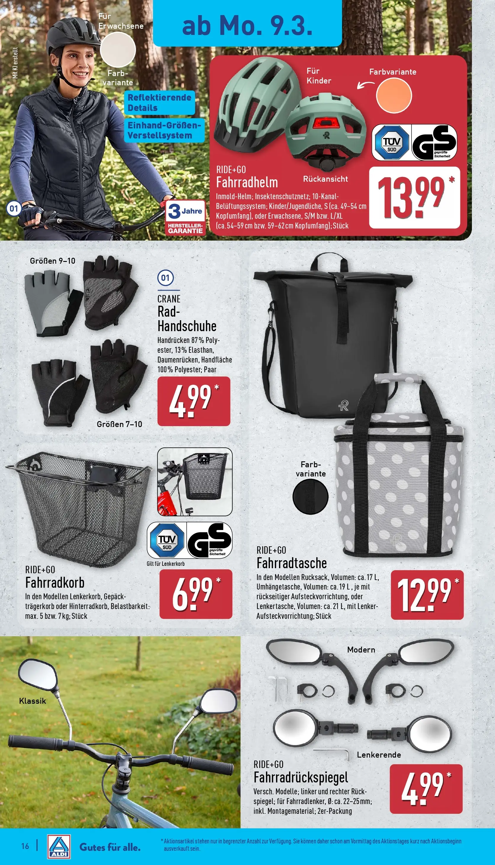 Aldi Wochenangebote (ab 09.03.2026) » Angebote Online | Seite: 17 | Produkte: Fahrradhelm, Handschuhe