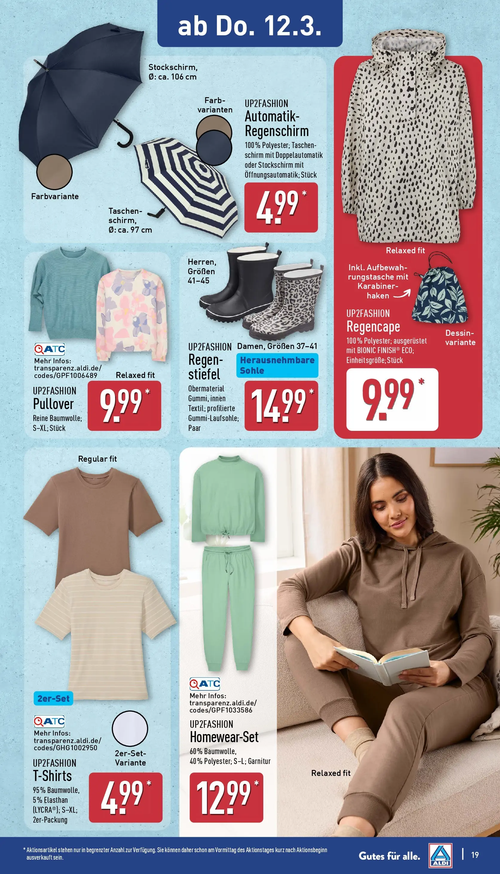 Aldi Wochenangebote (ab 09.03.2026) » Angebote Online | Seite: 20 | Produkte: Up2fashion, Pullover, Stiefel, Regenschirm