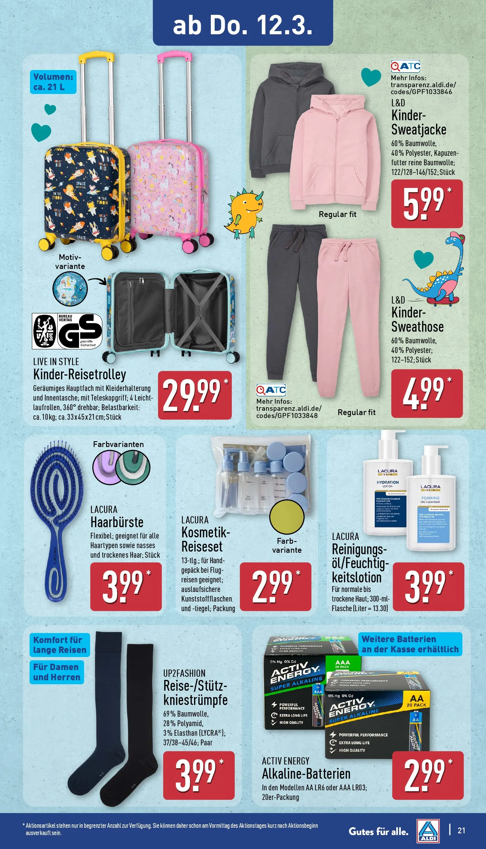 Aldi Wochenangebote (ab 09.03.2026) » Angebote Online | Seite: 22 | Produkte: Sweathose, Up2fashion, Sweatjacke, Kniestrümpfe