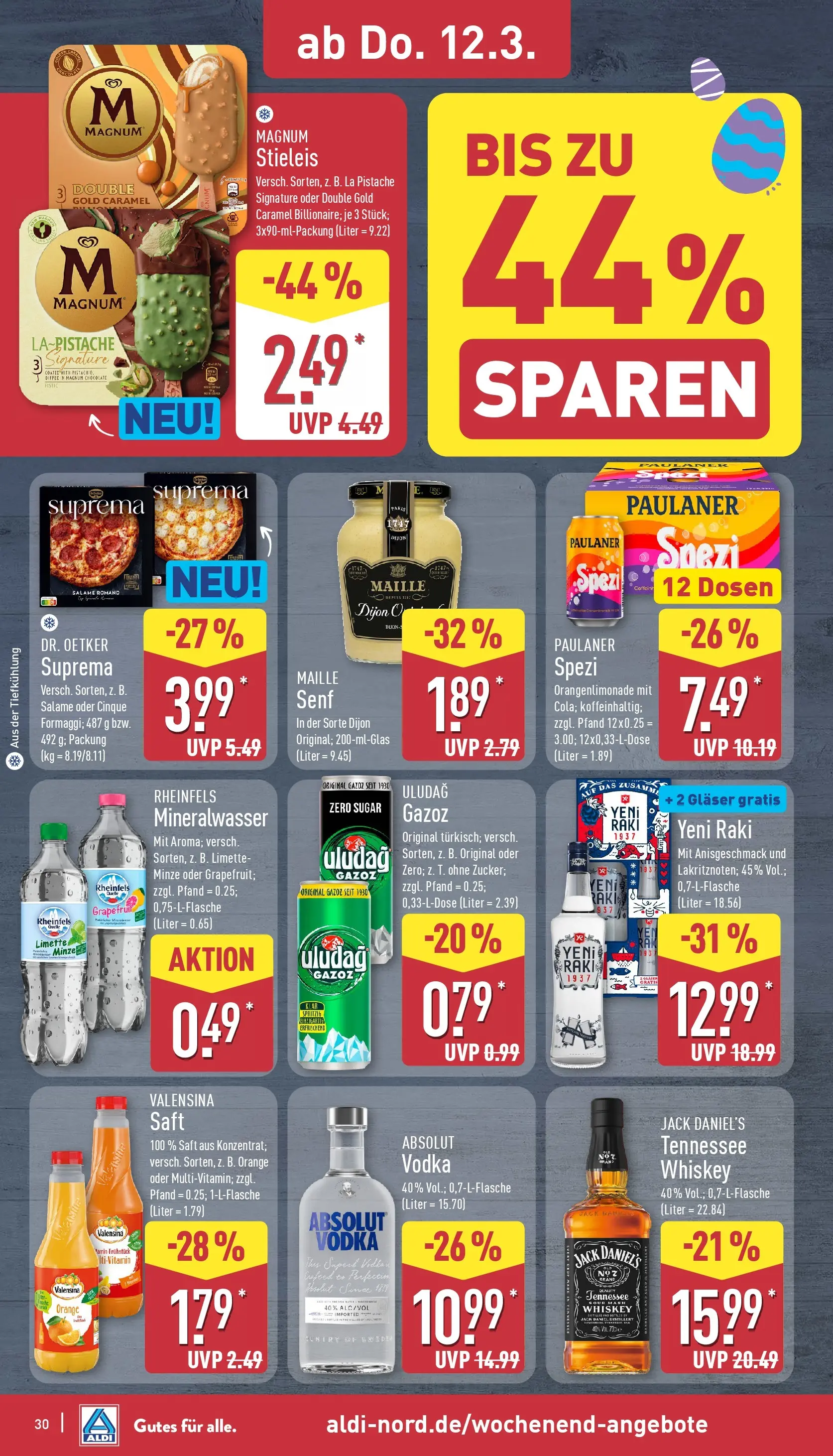 Aldi Wochenangebote (ab 09.03.2026) » Angebote Online | Seite: 31 | Produkte: Mineralwasser, Grapefruit, Vodka, Paulaner