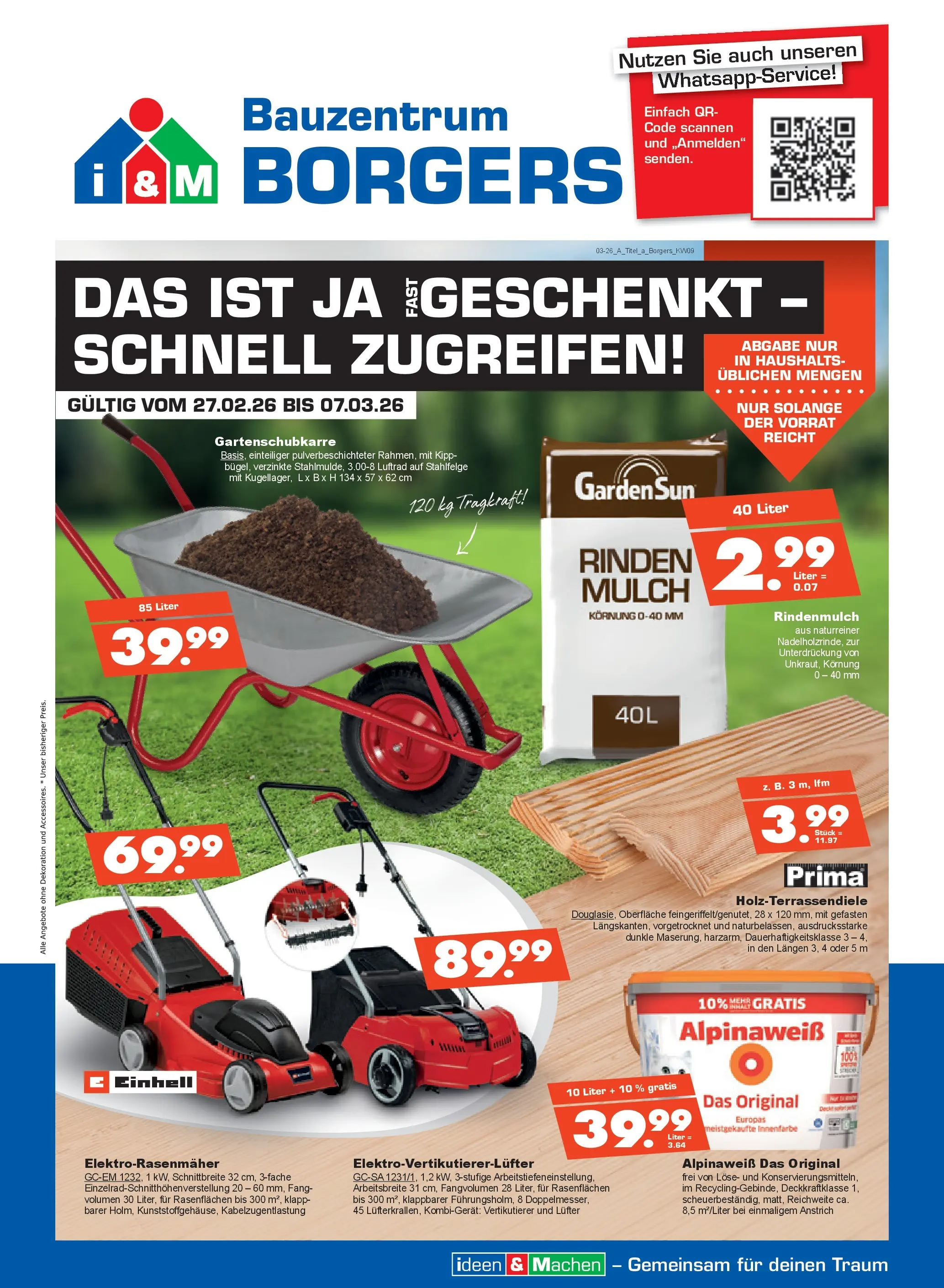 Angebote - Borgers Baustoffe: Aktuelle Angebote (ab 26.02.2026) zum Blättern | Seite: 1 | Produkte: Rindenmulch