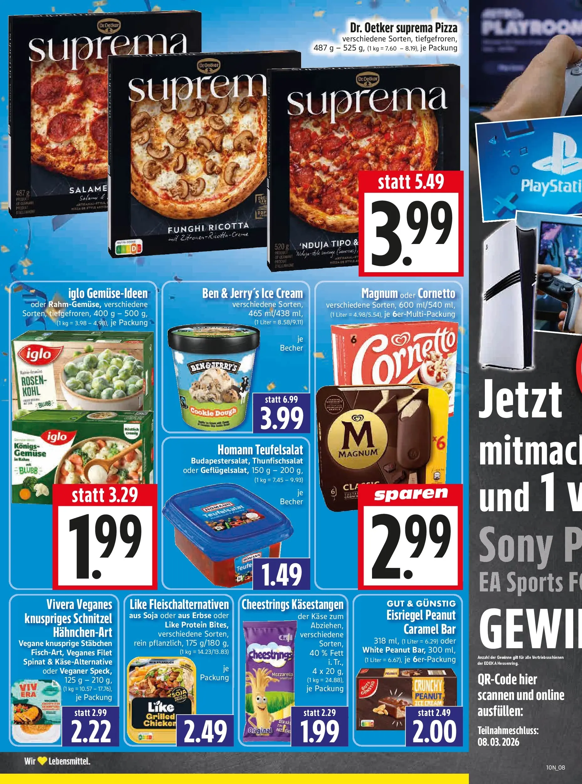 Angebote - Edeka Hahner: Wochenangebote (ab 01.03.2026) zum Blättern | Seite: 10 | Produkte: Sony, Iglo, Gemüse, Erbse