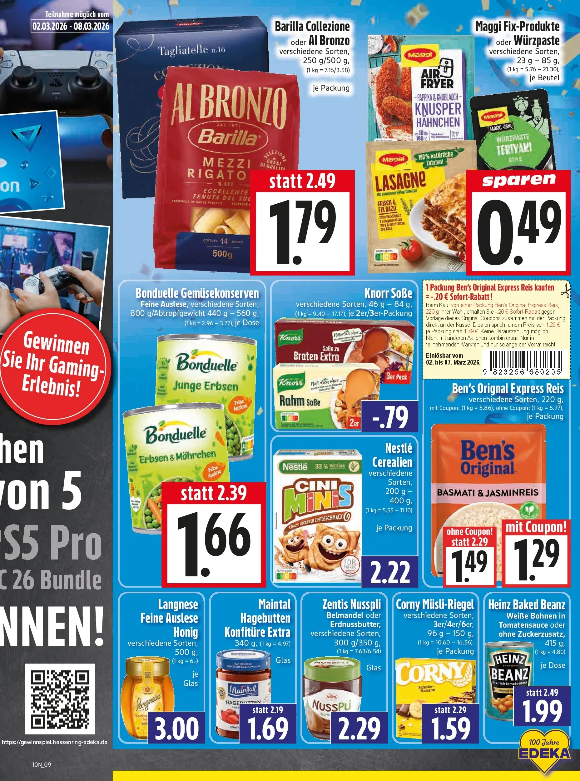 Angebote - Edeka Hahner: Wochenangebote (ab 01.03.2026) zum Blättern | Seite: 11 | Produkte: Maggi, Barilla, Reis, Erbsen