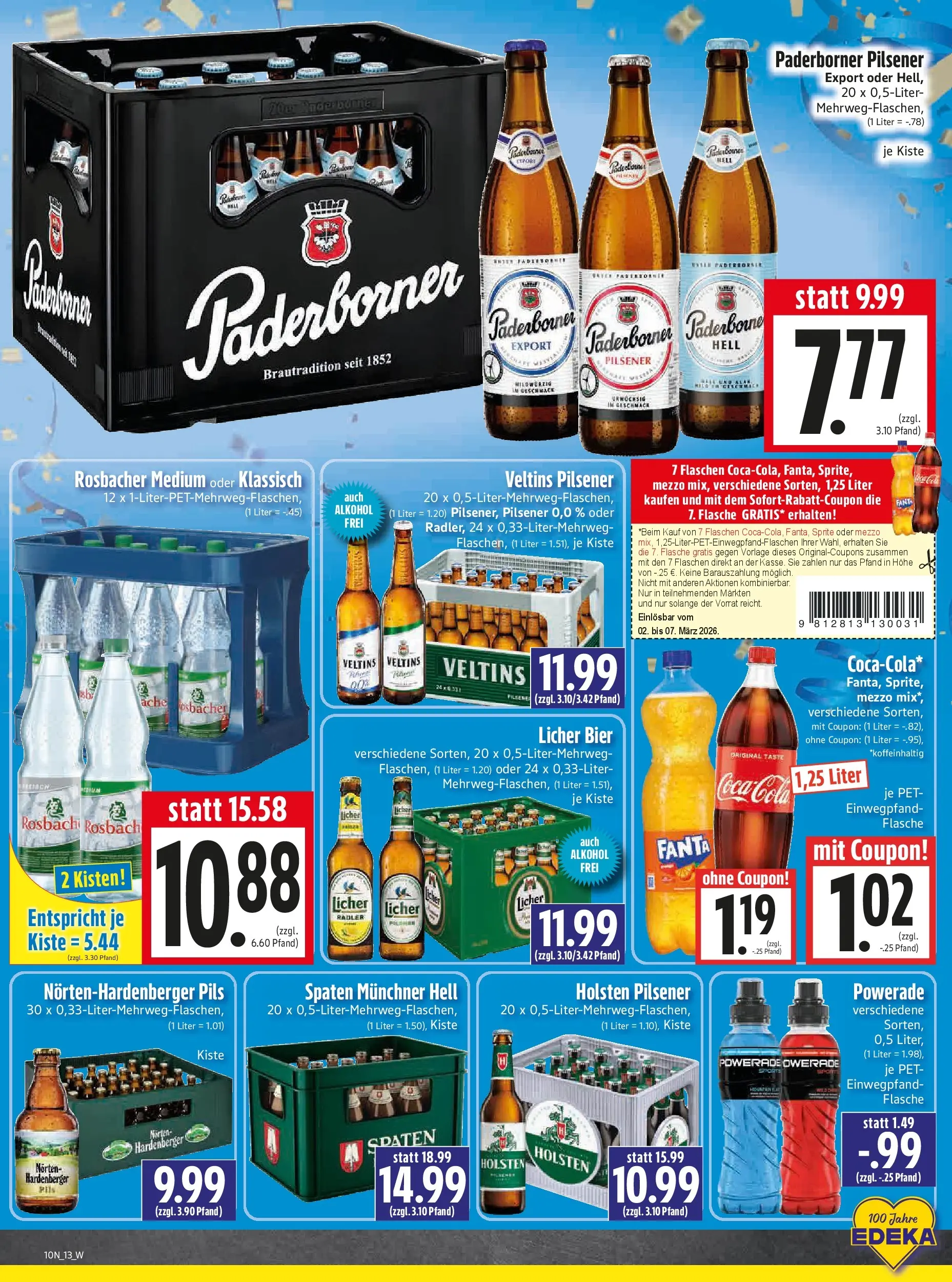 Angebote - Edeka Hahner: Wochenangebote (ab 01.03.2026) zum Blättern | Seite: 15 | Produkte: Coca cola, Bier, Powerade, Veltins