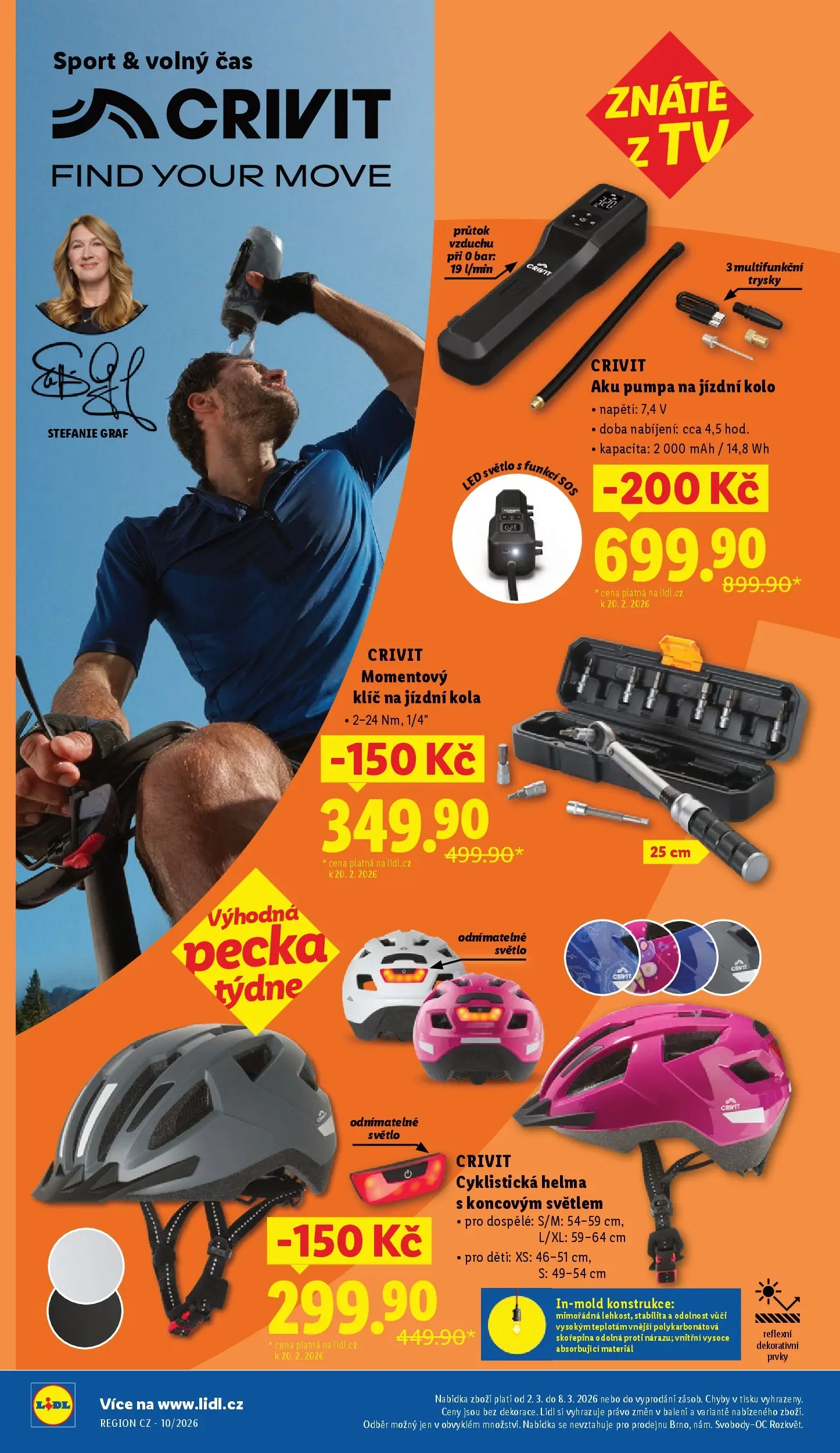 Lidl leták od 01.03.2026 - Nový akční leták | Strana: 32 | Produkty: Cyklistická helma, Kolo, Pumpa, LED světlo