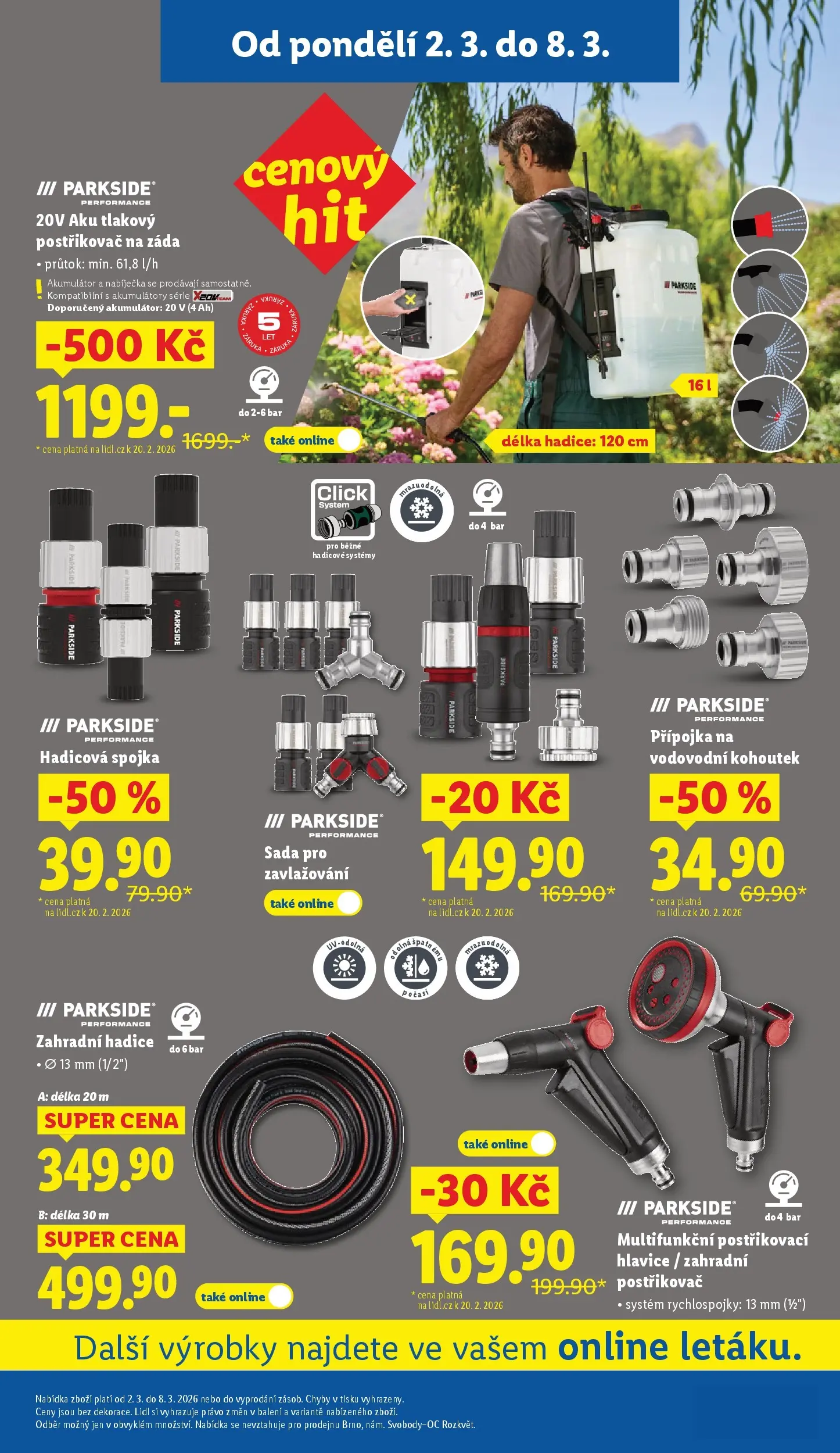 Lidl leták od 01.03.2026 - Nový akční leták | Strana: 39 | Produkty: Parkside, Zahradní hadice, Hadice, Postřikovač