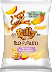 Billy Tiger Knabbergeb&auml;ck Pufuleti Mango Passionsfrucht ab 3 Jahren