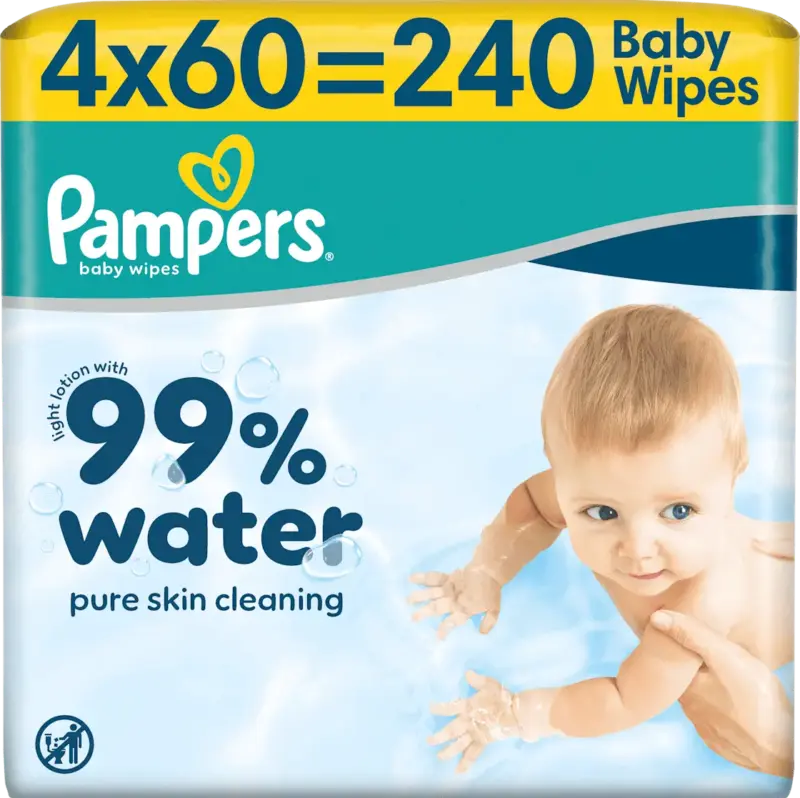 Pampers Feuchtt&uuml;cher 99% Water (4 x 60 St&uuml;ck)