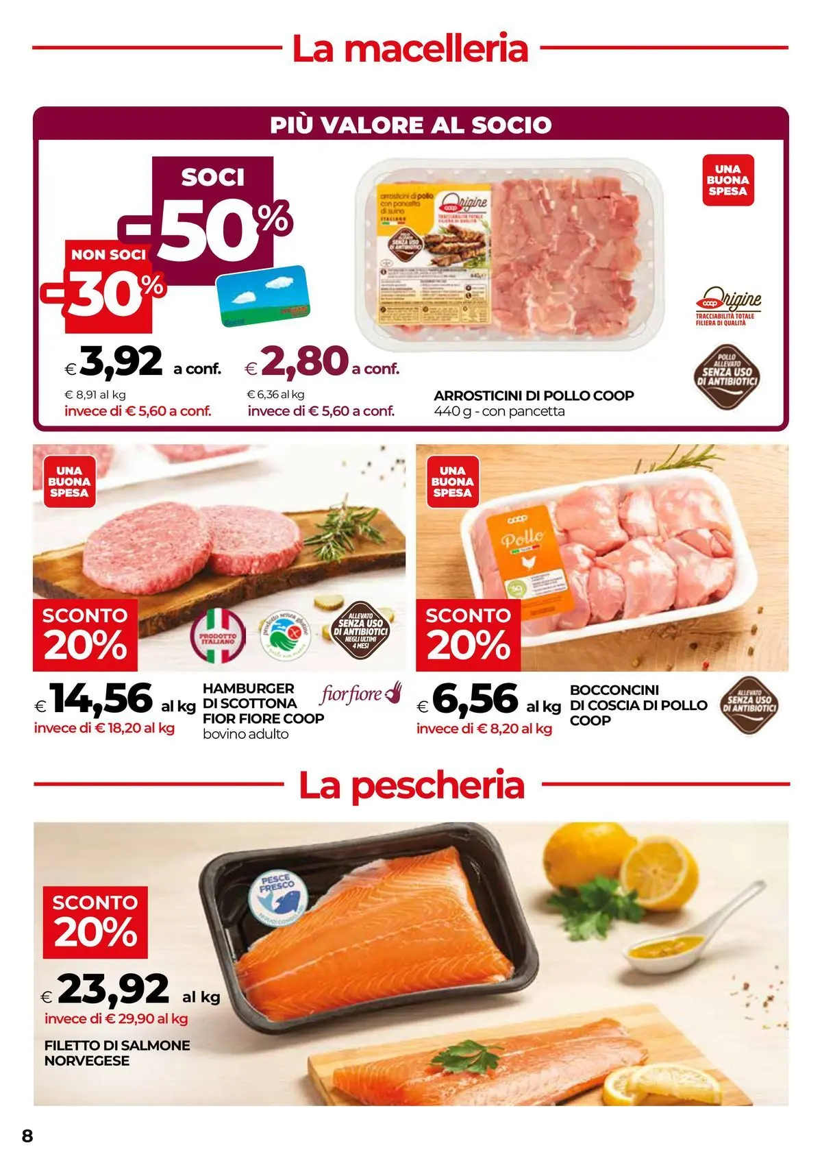 Volantino COOP Anteprima dal ﻿05/03/2026 > NUOVO Promozioni | Pagina: 8 | Prodotti: Pesce, Pancetta, Polo, Arrosticini