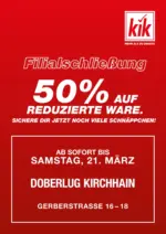 KiK KiK: Filialschlie&szlig;ung in Doberlug Kirchhain - bis 21.03.2026