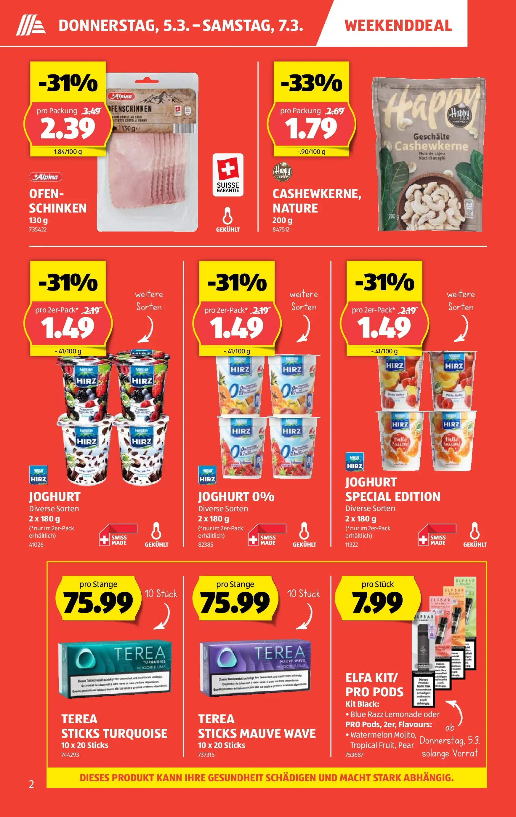 Aldi Aktionen (03.03.2026 - 11.03.2026) - Prospekt | Seite: 2 | Produkte: Joghurt, Schinken, Ofen