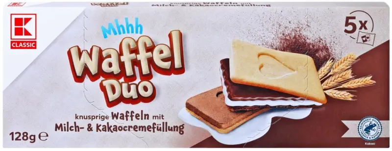 K-CLASSIC Вафлен десерт с млечен и какаов пълнеж