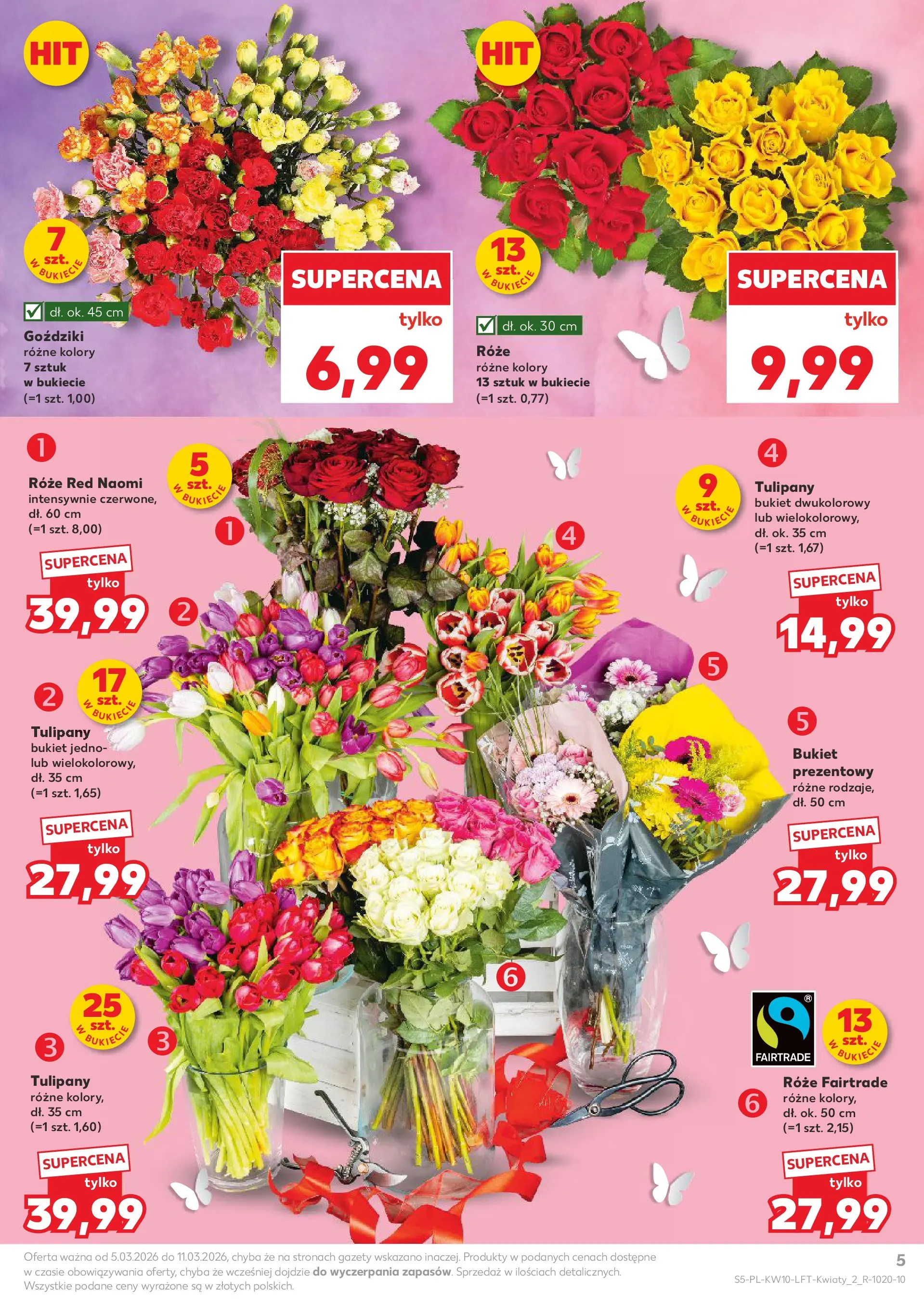 Kaufland gazetka od 05.03.2026 - od jutra PDF | Strona: 5 | Produkty: Goździki, Tulipany