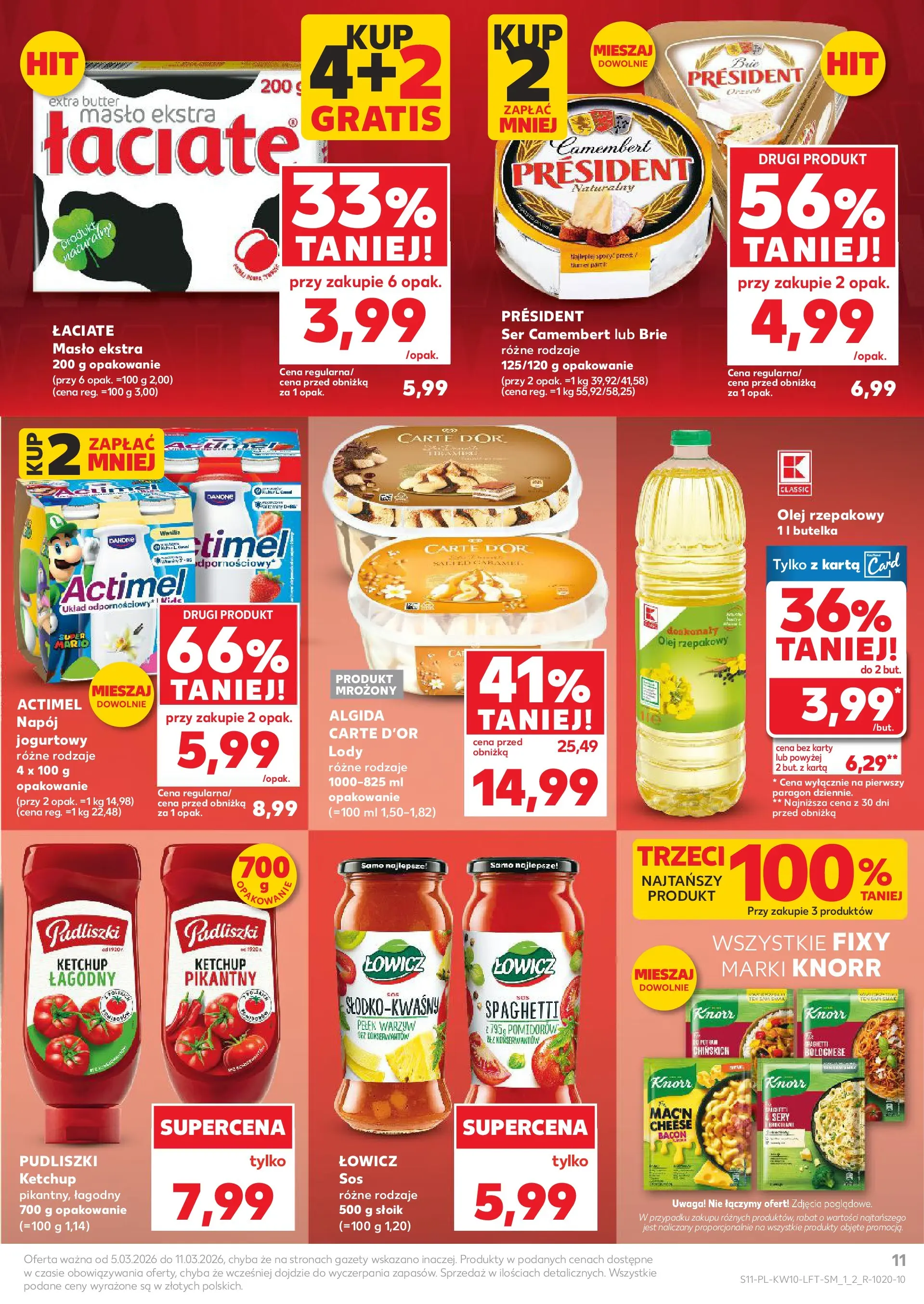 Kaufland gazetka od 05.03.2026 - od jutra PDF | Strona: 11 | Produkty: Olej rzepakowy, Masło, Olej, Lody