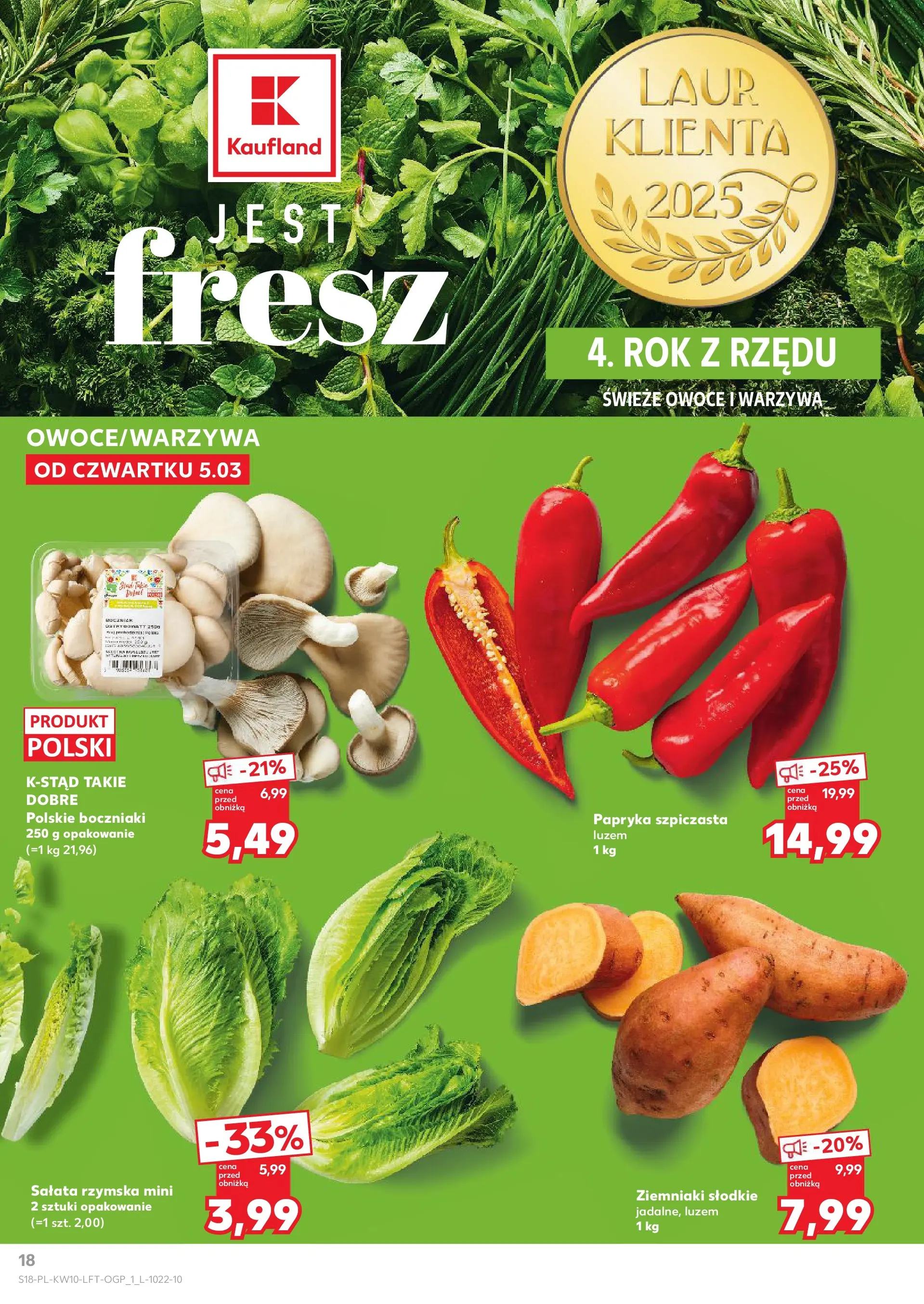 Kaufland gazetka od 05.03.2026 - od jutra PDF | Strona: 18 | Produkty: Papryka, Boczniaki, Ziemniaki, Warzywa