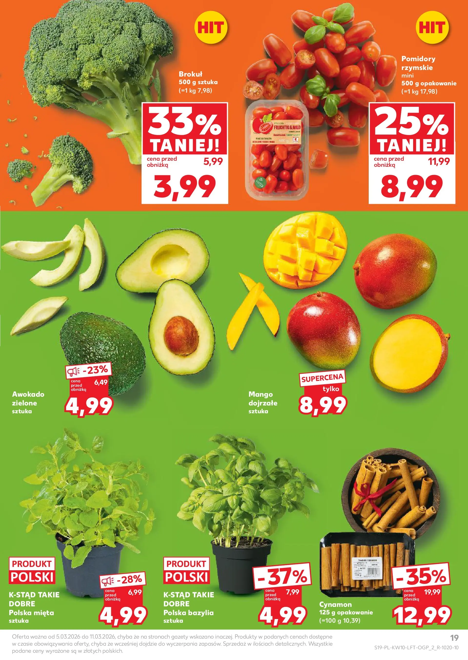 Kaufland gazetka od 05.03.2026 - od jutra PDF | Strona: 19 | Produkty: Mango, Mięta, Bazylia, Awokado