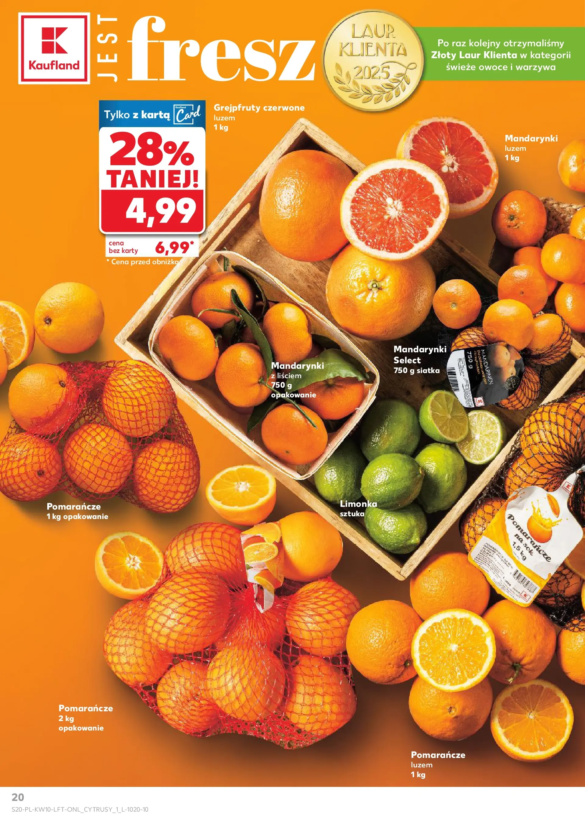 Kaufland gazetka od 05.03.2026 - od jutra PDF | Strona: 20 | Produkty: Karta, Limonka, Pomarańcze, Mandarynki