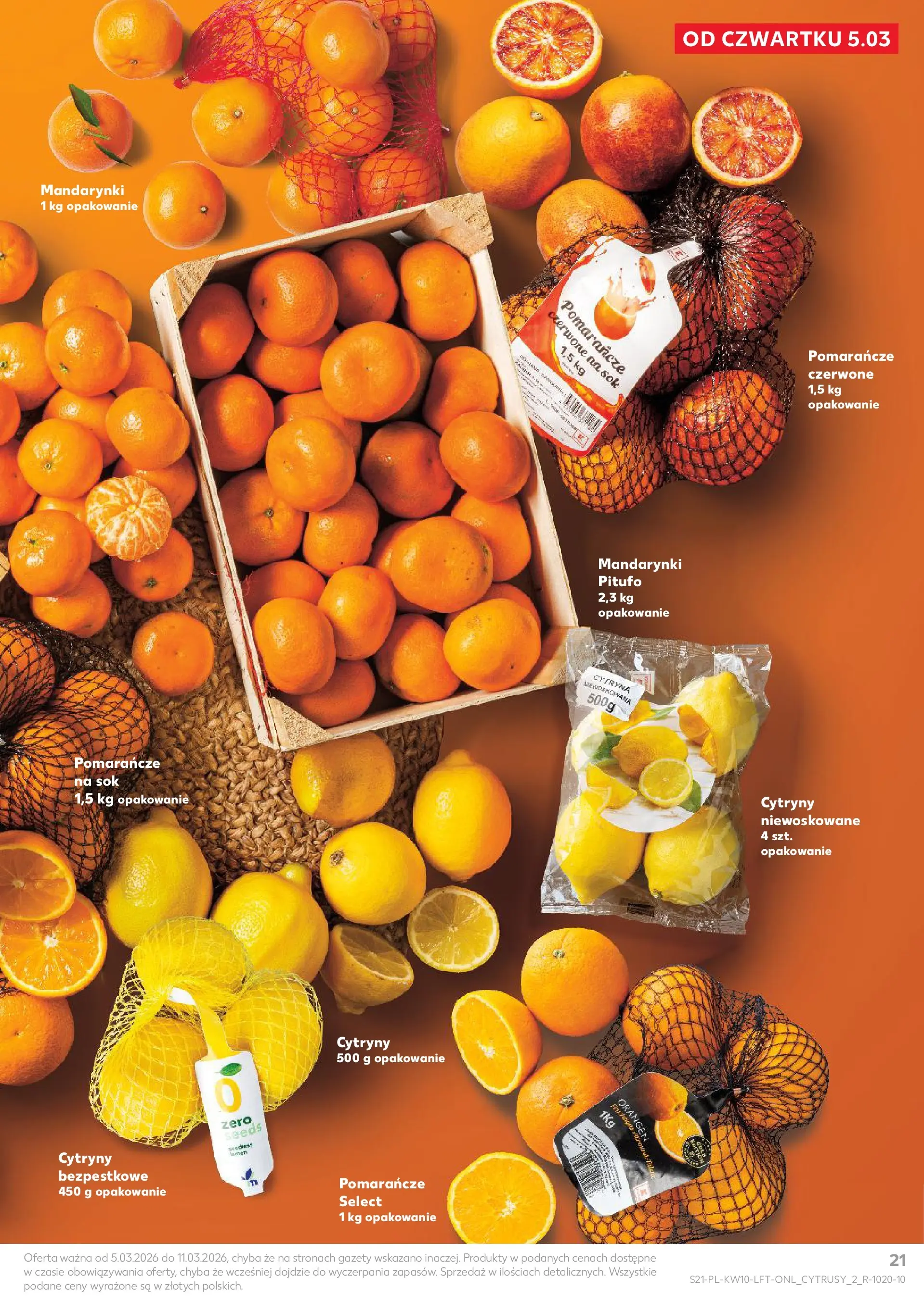 Kaufland gazetka od 05.03.2026 - od jutra PDF | Strona: 21 | Produkty: Cytryny, Sok, Pomarańcze, Mandarynki