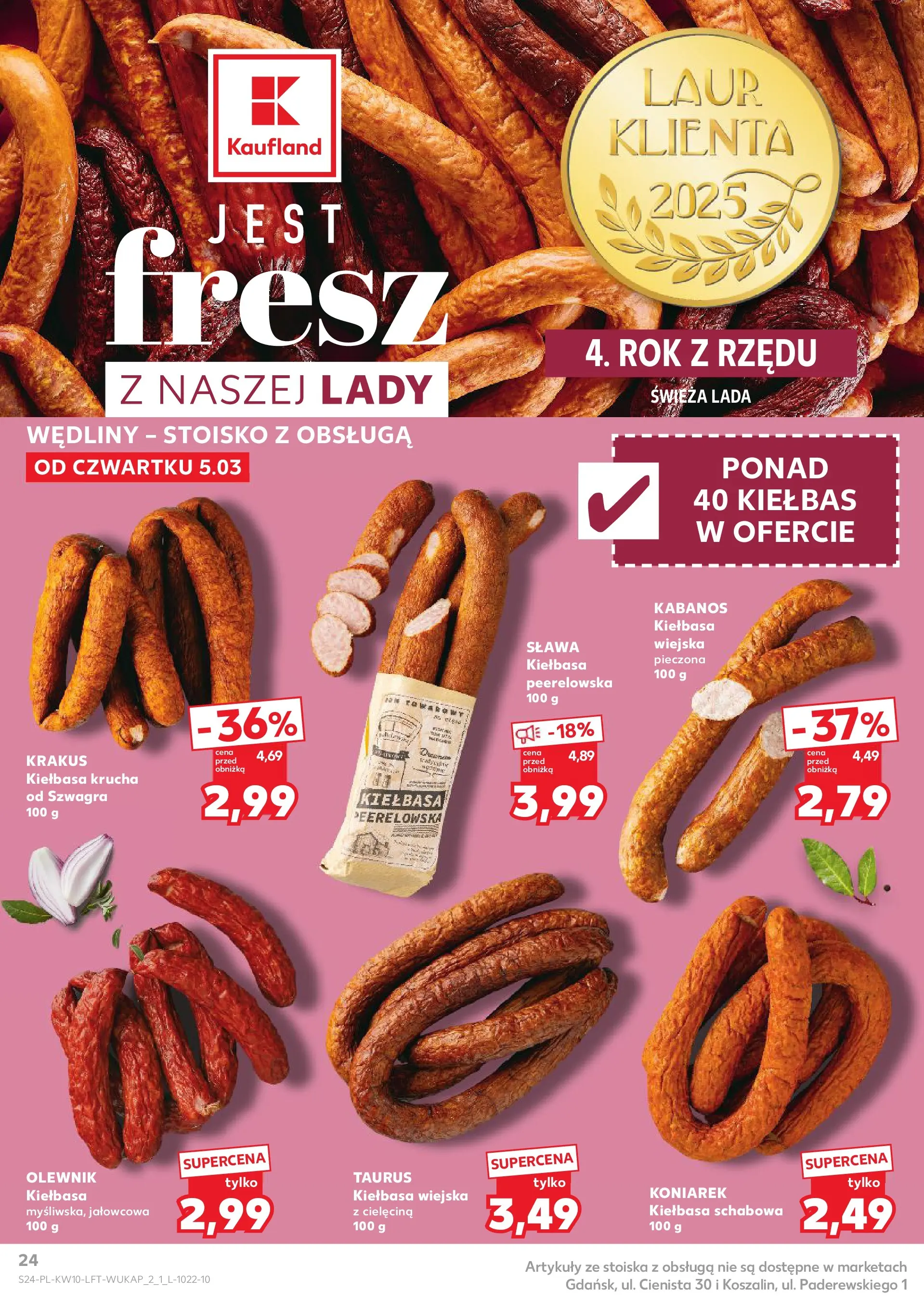 Kaufland gazetka od 05.03.2026 - od jutra PDF | Strona: 24 | Produkty: Kiełbasa, Wędliny