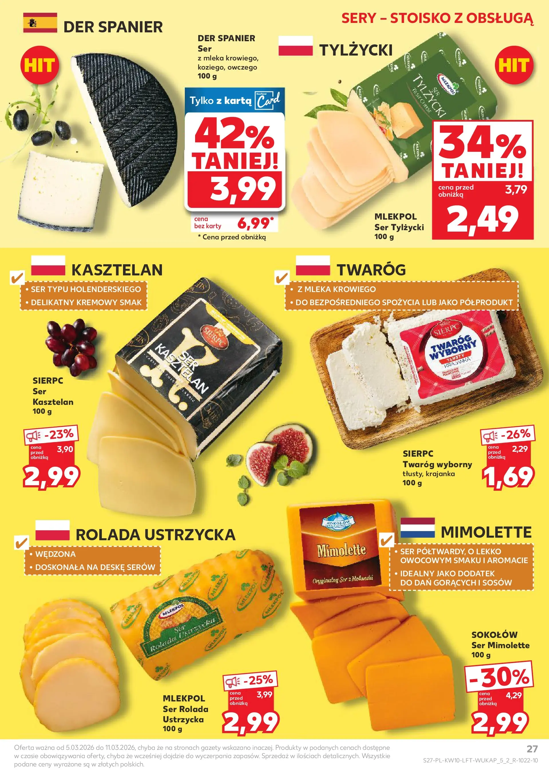 Kaufland gazetka od 05.03.2026 - od jutra PDF | Strona: 27 | Produkty: Karta, Ser mimolette, Rolada, Mleka