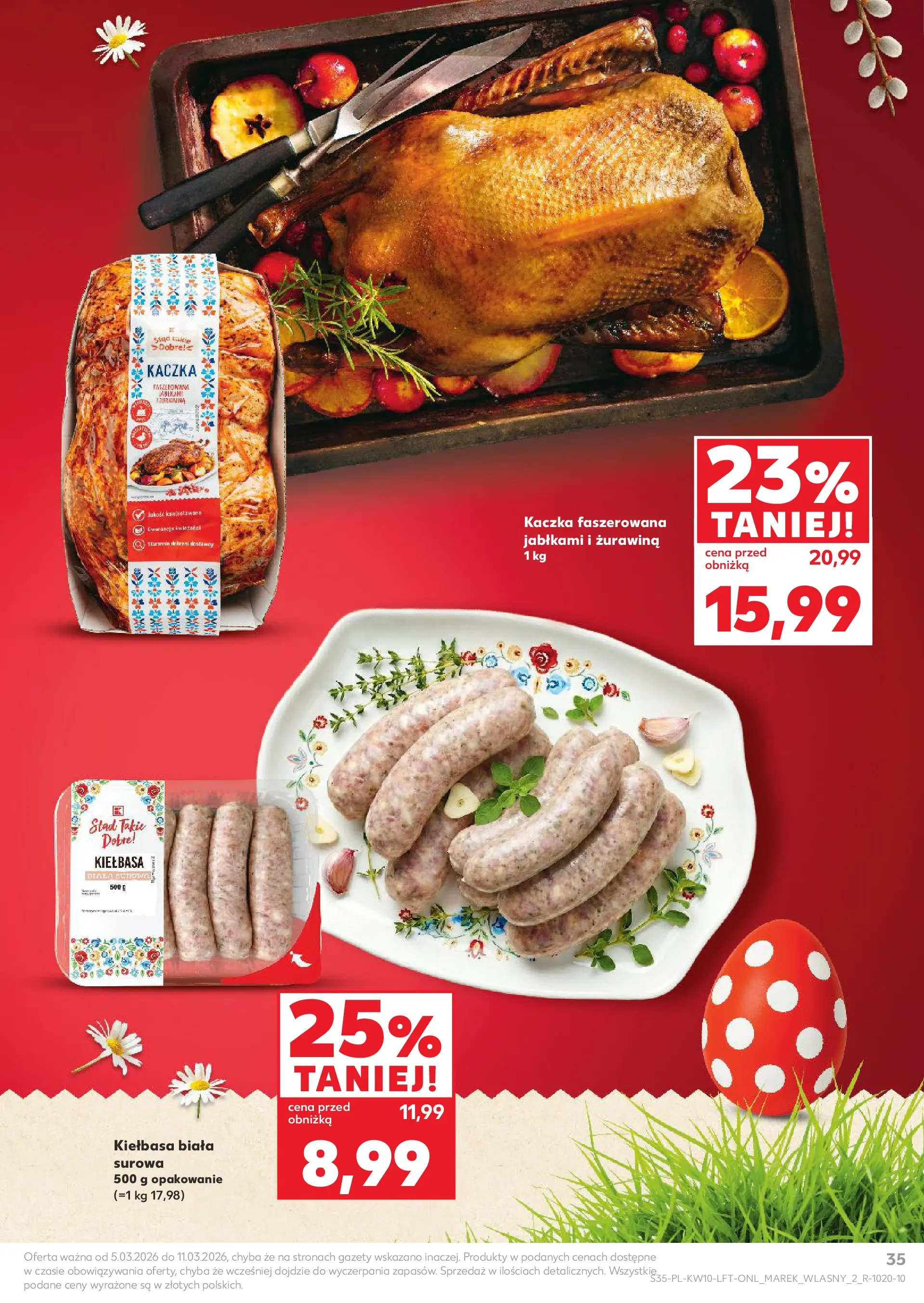 Kaufland gazetka od 05.03.2026 - od jutra PDF | Strona: 35 | Produkty: Kiełbasa, Kaczka, Żurawina