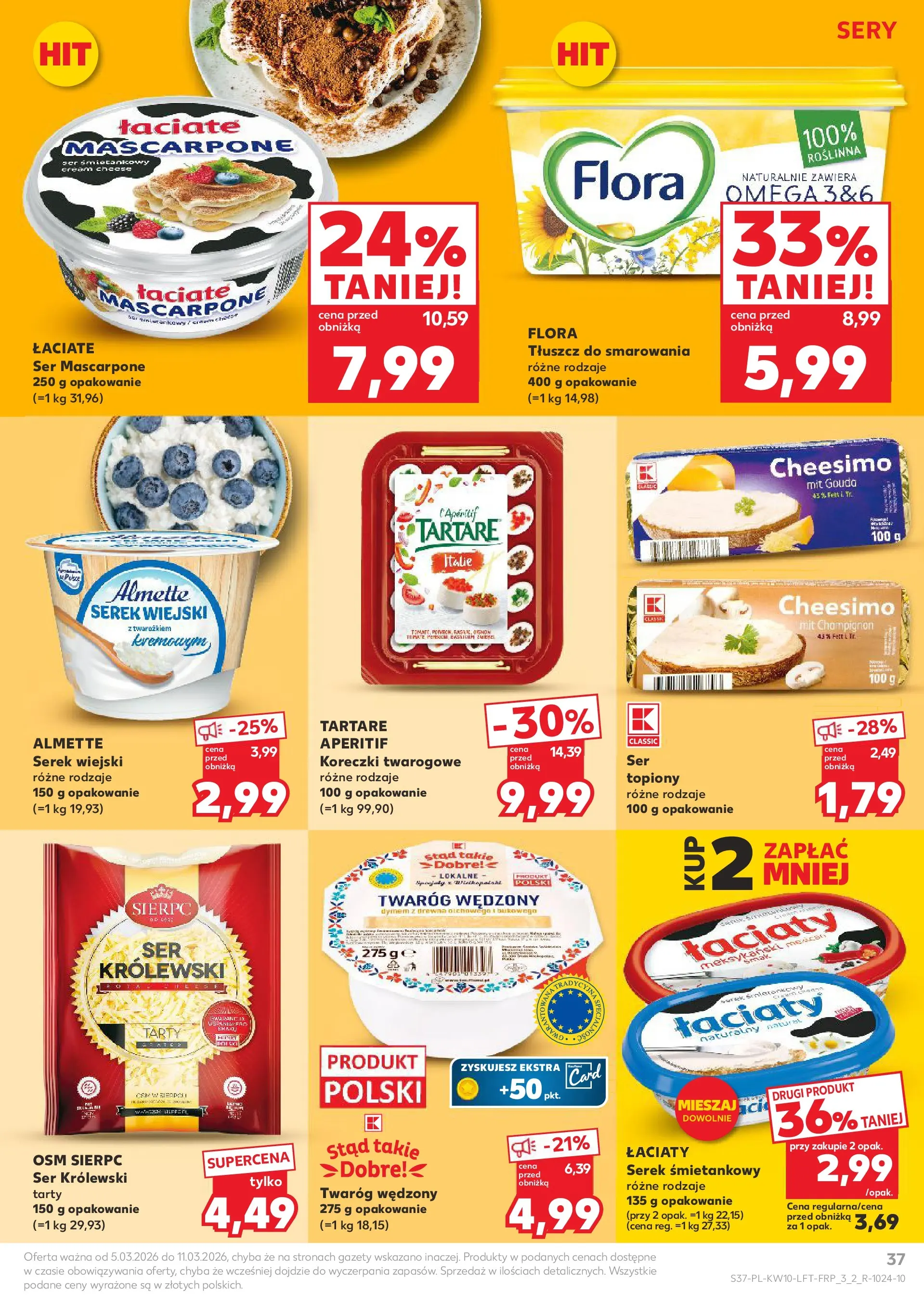 Kaufland gazetka od 05.03.2026 - od jutra PDF | Strona: 37 | Produkty: Serek, Mascarpone, Sery, Ser mascarpone
