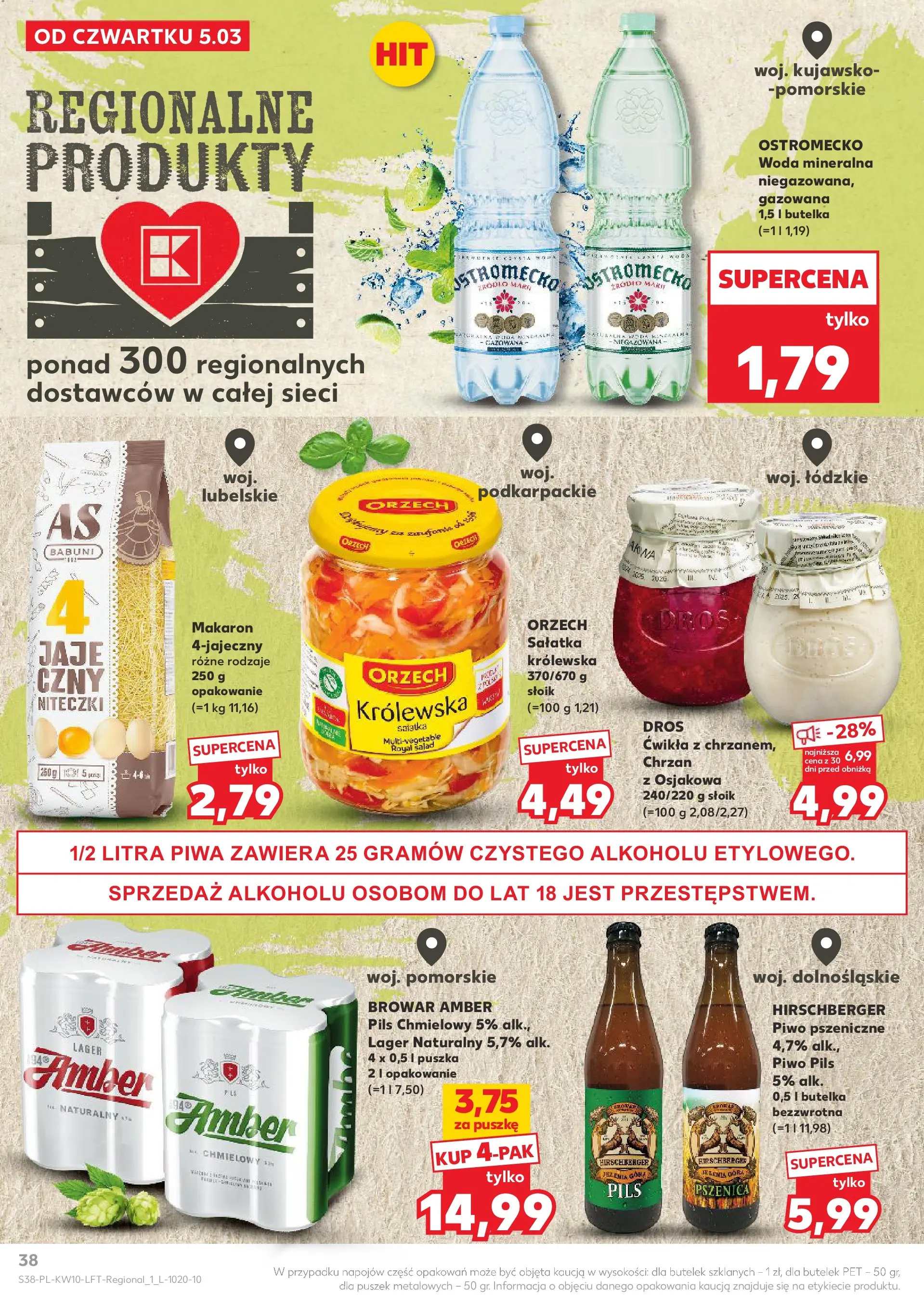Kaufland gazetka od 05.03.2026 - od jutra PDF | Strona: 38 | Produkty: Chrzan, Makaron, Sałatka, Woda