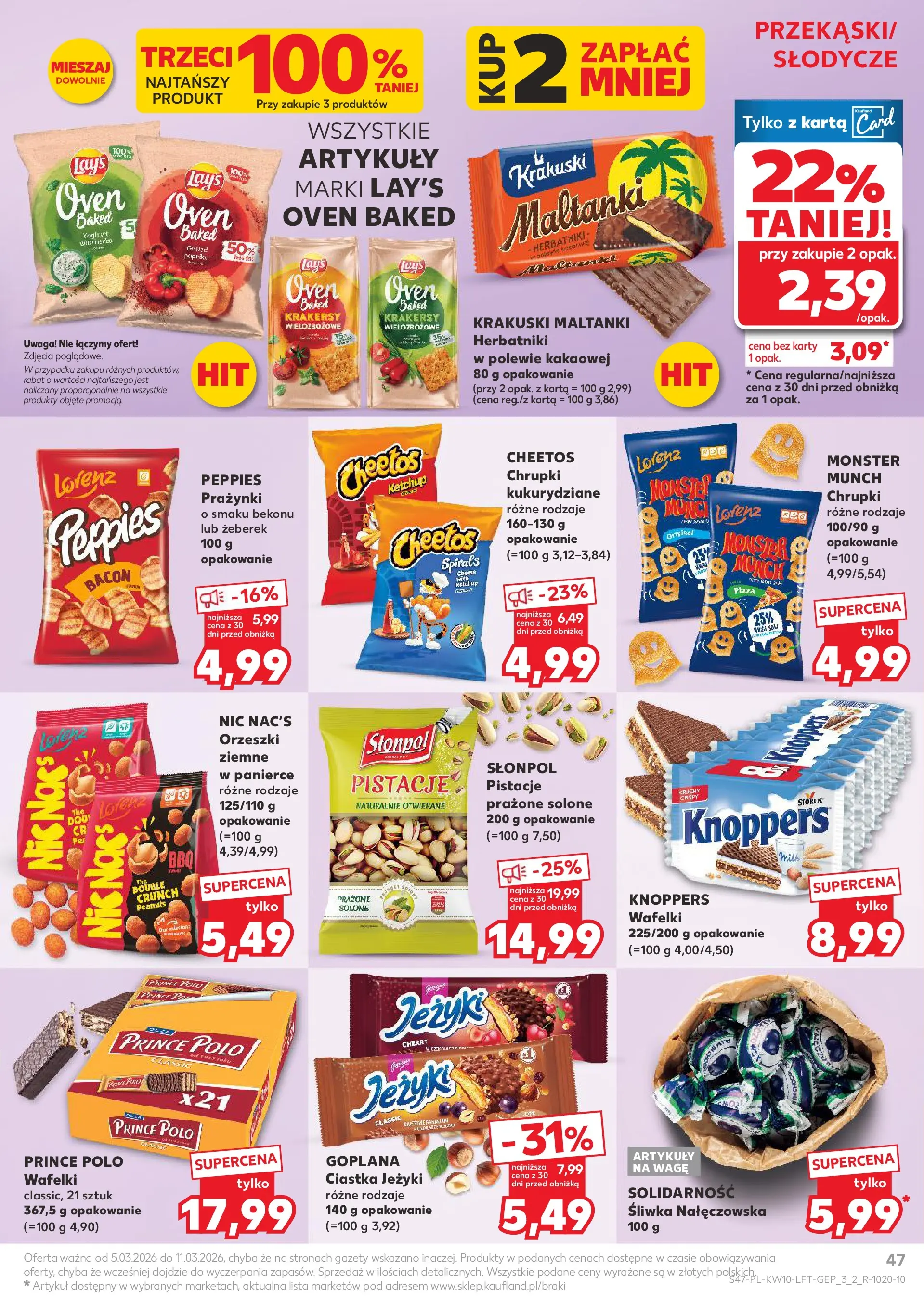 Kaufland gazetka od 05.03.2026 - od jutra PDF | Strona: 47 | Produkty: Śliwka nałęczowska, Herbatniki, Krakersy, Pizza