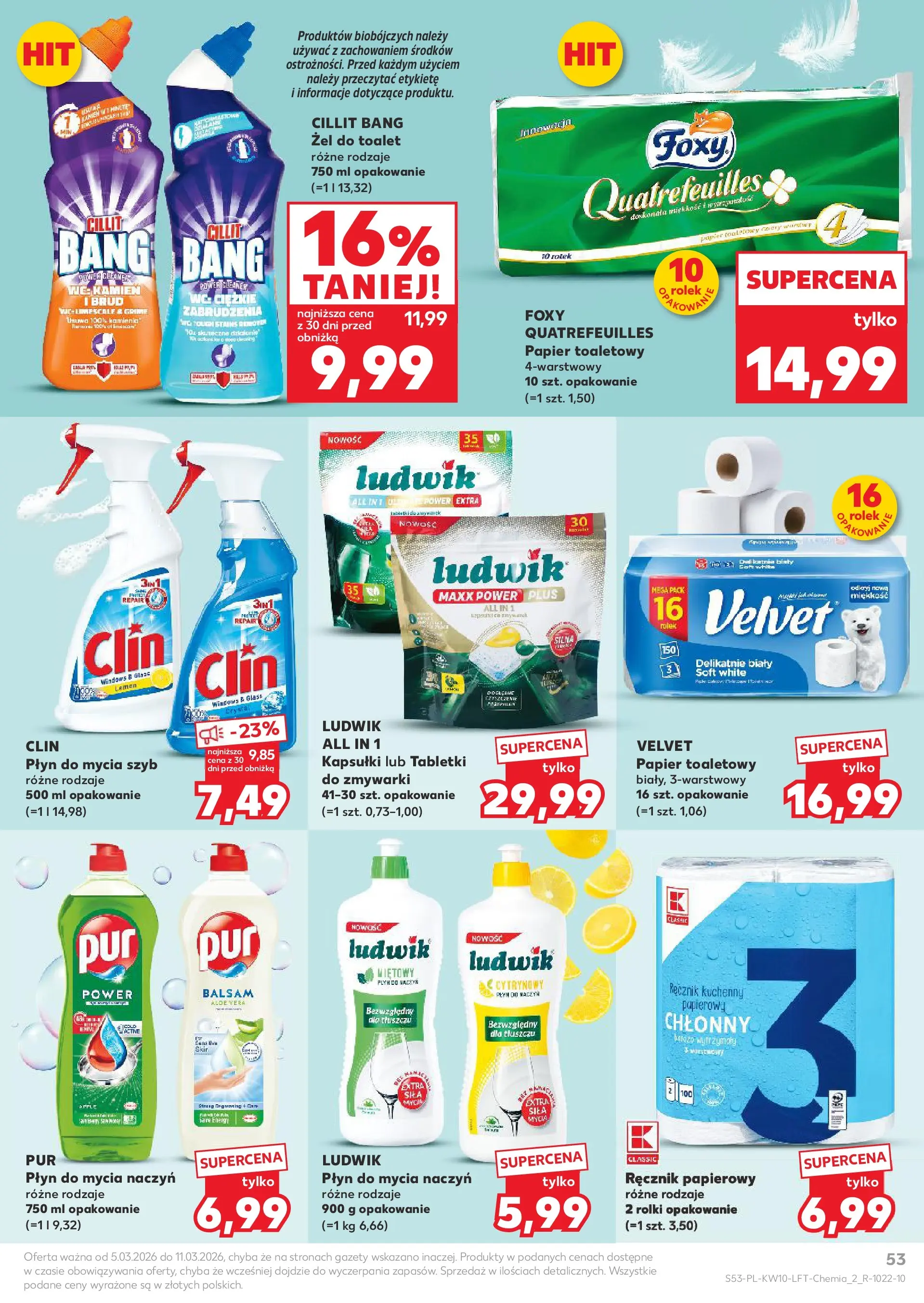 Kaufland gazetka od 05.03.2026 - od jutra PDF | Strona: 53 | Produkty: Papier toaletowy, Rolki, Cleaner, Ręcznik papierowy