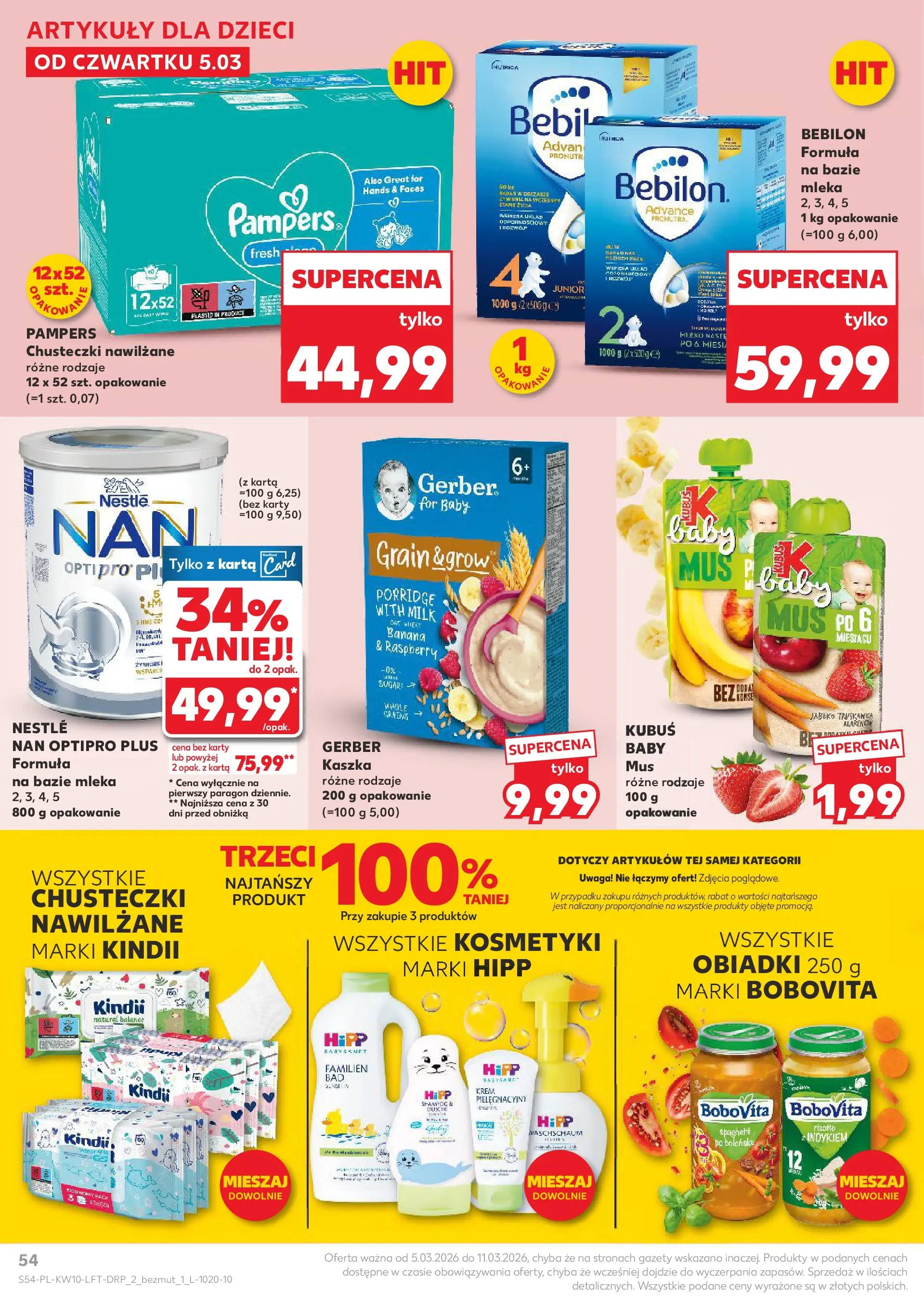Kaufland gazetka od 05.03.2026 - od jutra PDF | Strona: 54 | Produkty: Karta, Mleka, Pampers, Krem
