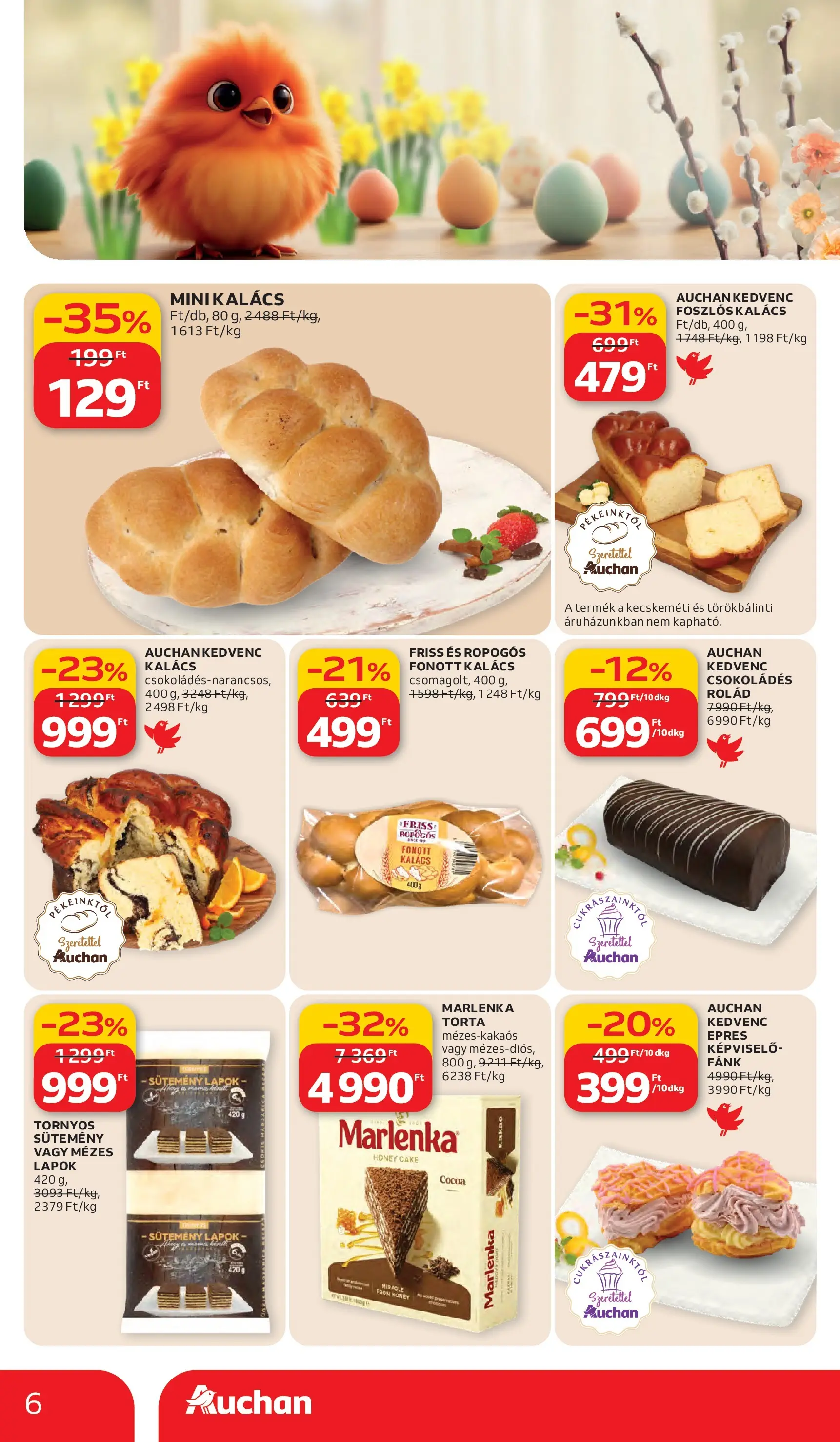 Auchan akciós újság Debrecen - 2026.03.05. -tól/töl > akció, lapozható szórólap 🛍️ | Oldal: 6 | Termékek: Torta, Fánk, Kalács, Sütemény
