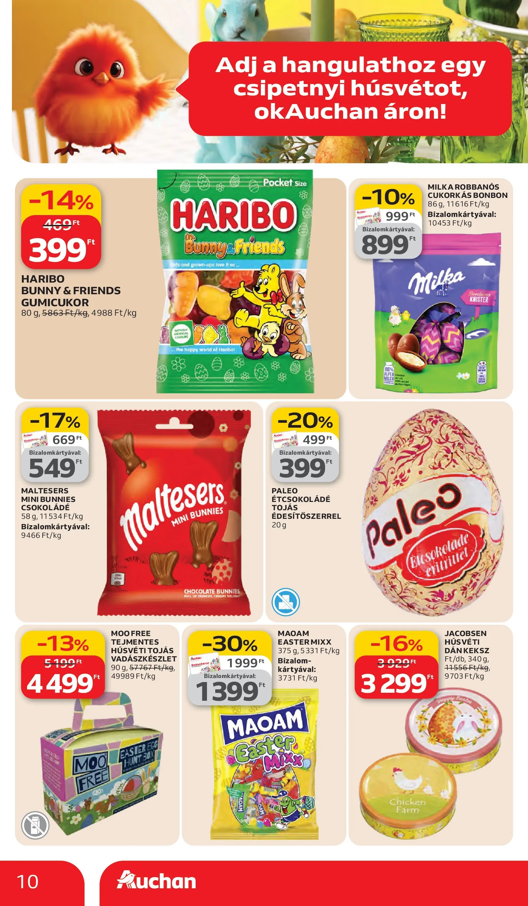 Auchan akciós újság Debrecen - 2026.03.05. -tól/töl > akció, lapozható szórólap 🛍️ | Oldal: 10 | Termékek: Gumicukor, Étcsokoládé, Csokoládé, Só