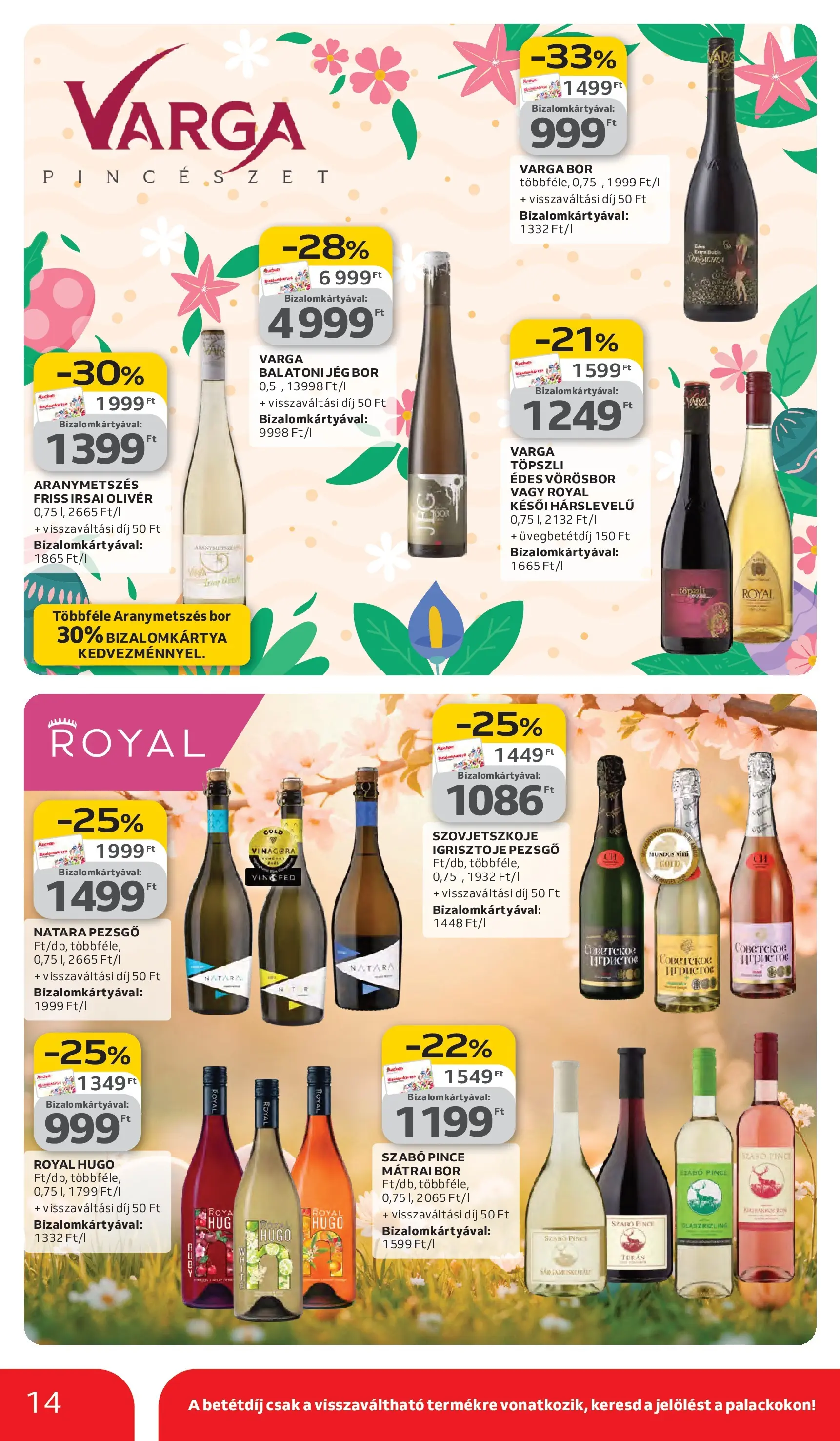 Auchan akciós újság Debrecen - 2026.03.05. -tól/töl > akció, lapozható szórólap 🛍️ | Oldal: 14 | Termékek: Pezsgő, Bor, Vörösbor