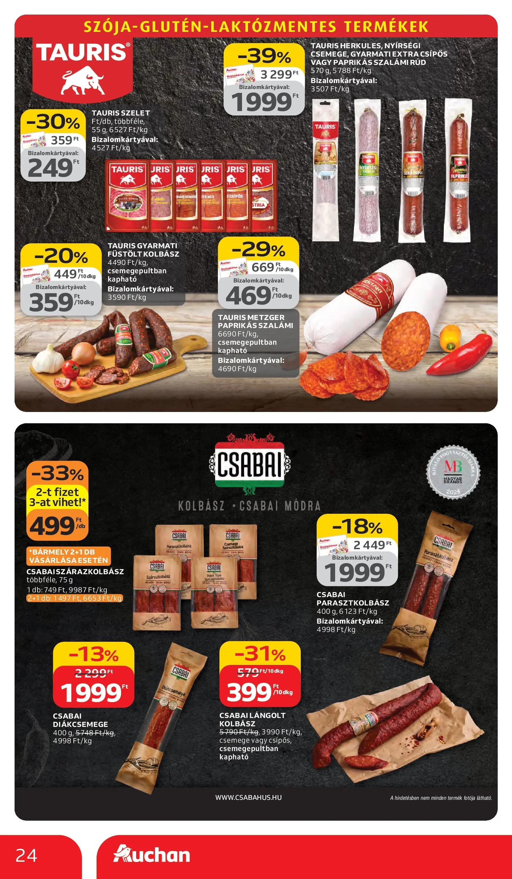 Auchan akciós újság Debrecen - 2026.03.05. -tól/töl > akció, lapozható szórólap 🛍️ | Oldal: 24 | Termékek: Kolbász, Diákcsemege, Szalámi