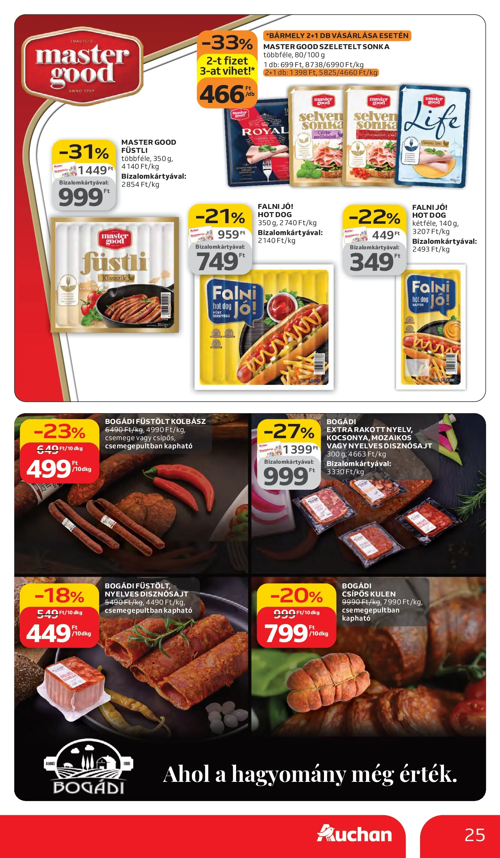 Auchan akciós újság Debrecen - 2026.03.05. -tól/töl > akció, lapozható szórólap 🛍️ | Oldal: 25 | Termékek: Hot dog, Kolbász, Sonka