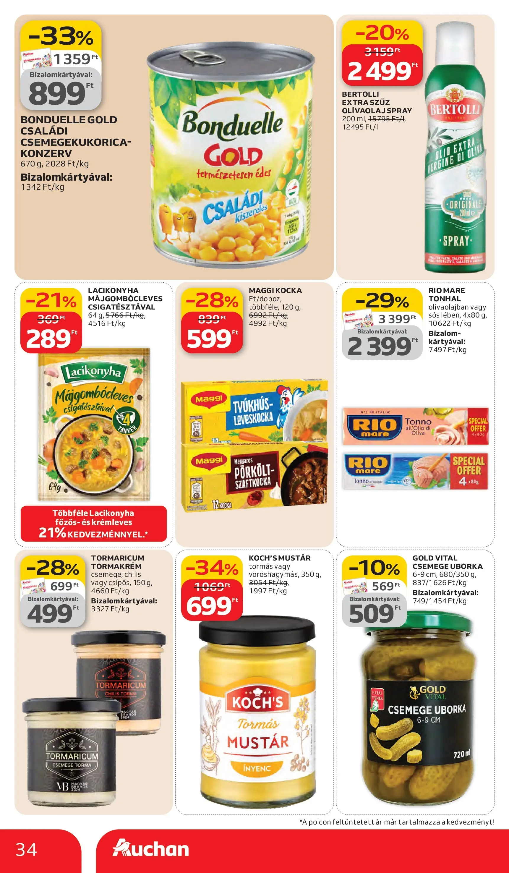 Auchan akciós újság Debrecen - 2026.03.05. -tól/töl > akció, lapozható szórólap 🛍️ | Oldal: 34 | Termékek: Torma, Maggi, Tormakrém, Olívaolaj