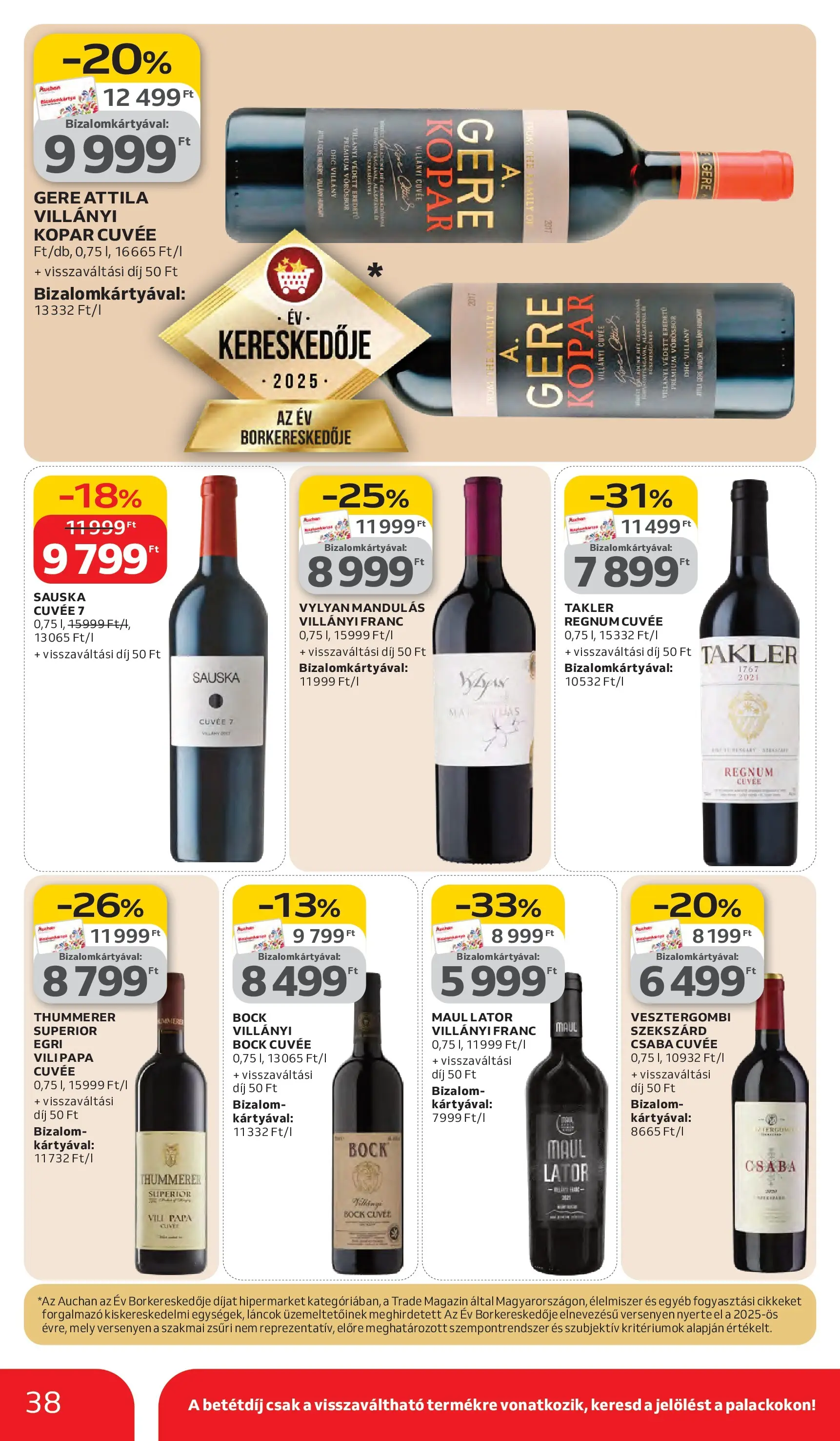 Auchan akciós újság Debrecen - 2026.03.05. -tól/töl > akció, lapozható szórólap 🛍️ | Oldal: 38 | Termékek: Vörösbor