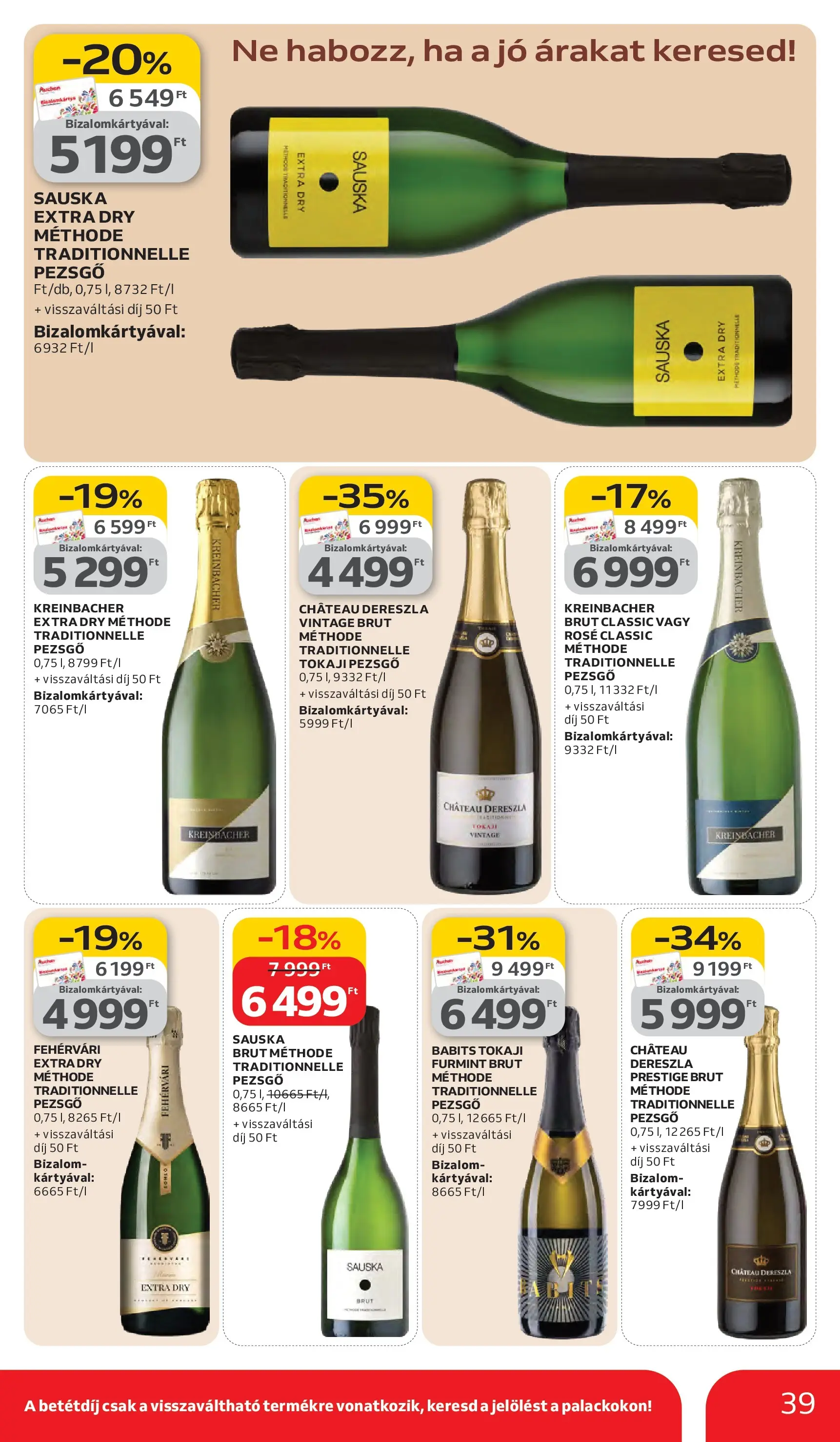 Auchan akciós újság Debrecen - 2026.03.05. -tól/töl > akció, lapozható szórólap 🛍️ | Oldal: 39 | Termékek: Pezsgő
