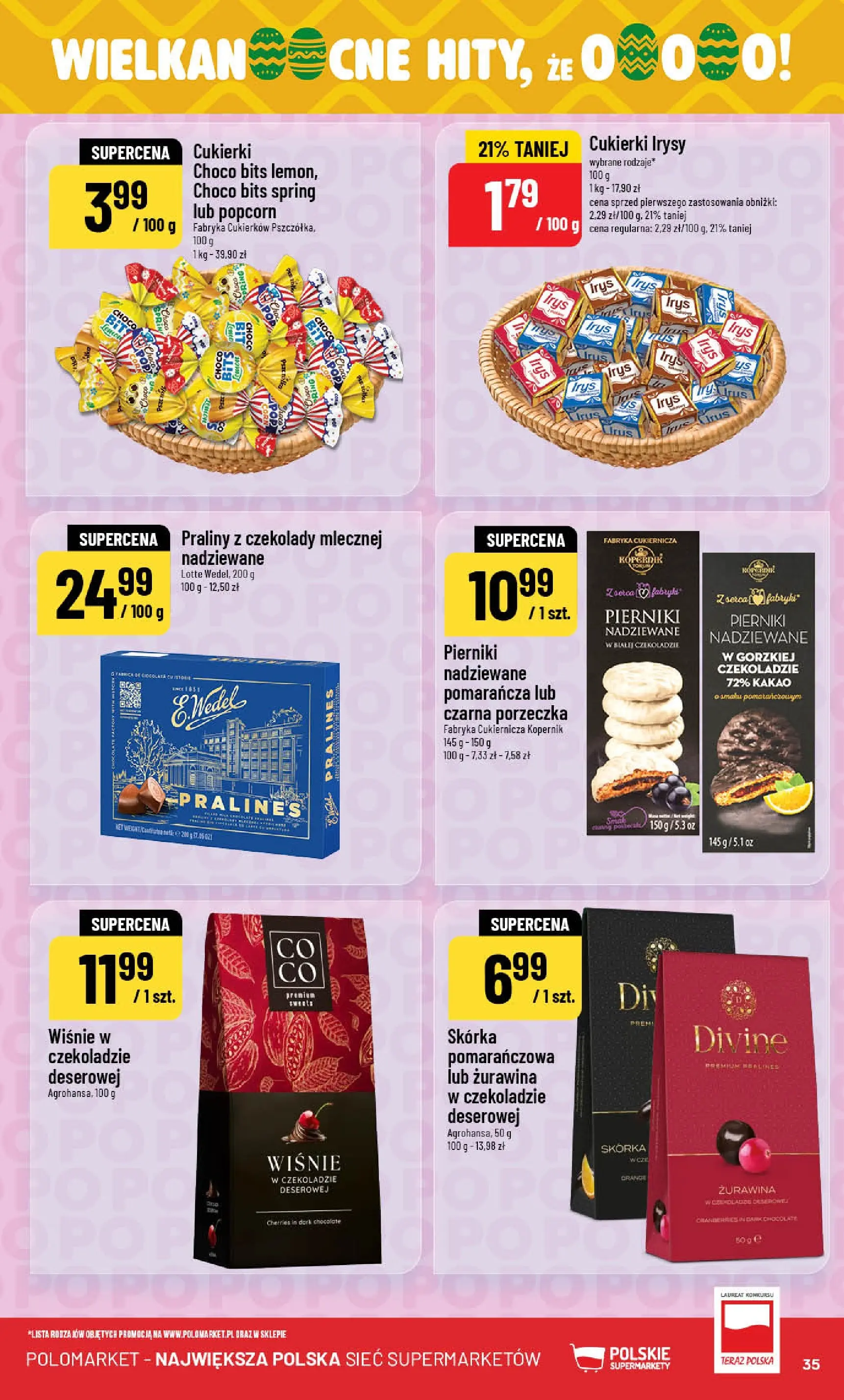 Nowa POLOmarket gazetka od jutra 04.03.2026 (PDF) | Strona: 35 | Produkty: Czekolady, Praliny, Wiśnie, Porzeczka