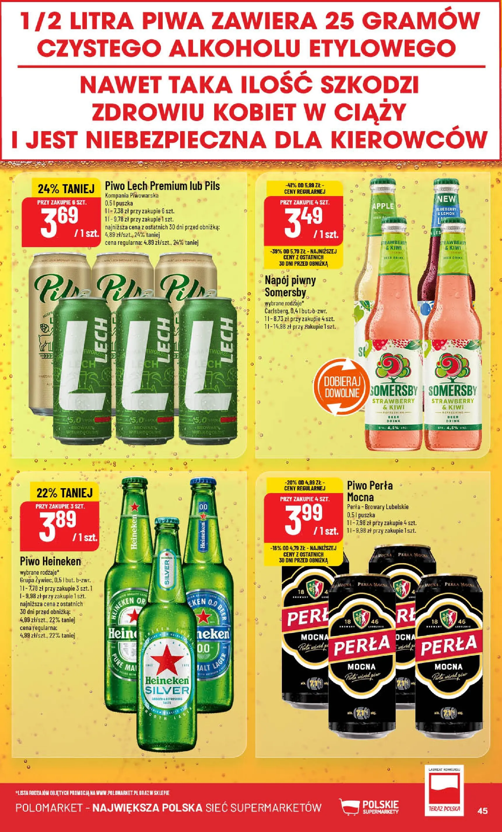 Nowa POLOmarket gazetka od jutra 04.03.2026 (PDF) | Strona: 45 | Produkty: Piwo perła, Somersby, Kiwi, Heineken
