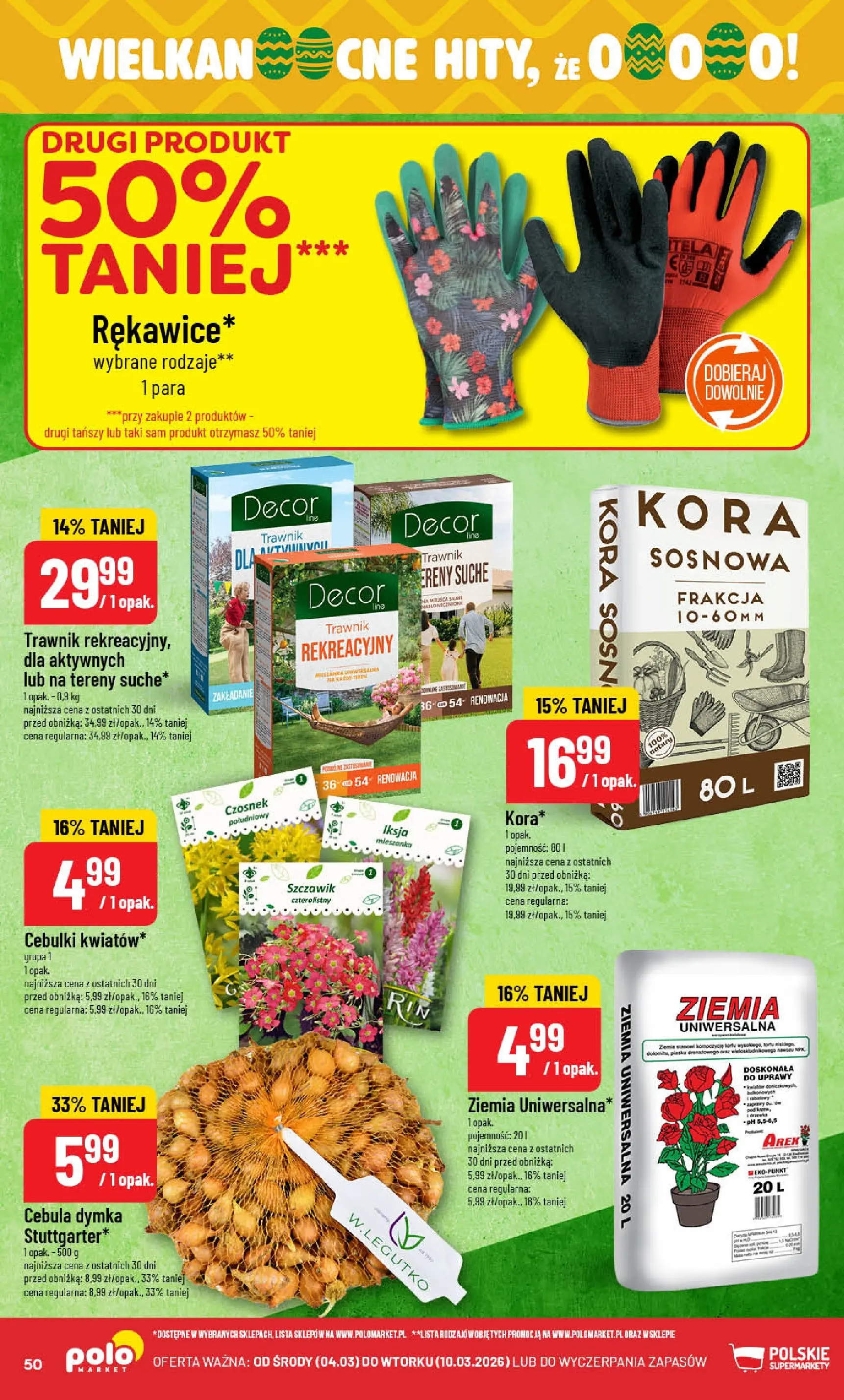 Nowa POLOmarket gazetka od jutra 04.03.2026 (PDF) | Strona: 50 | Produkty: Czosnek, Ziemia uniwersalna, Ziemia