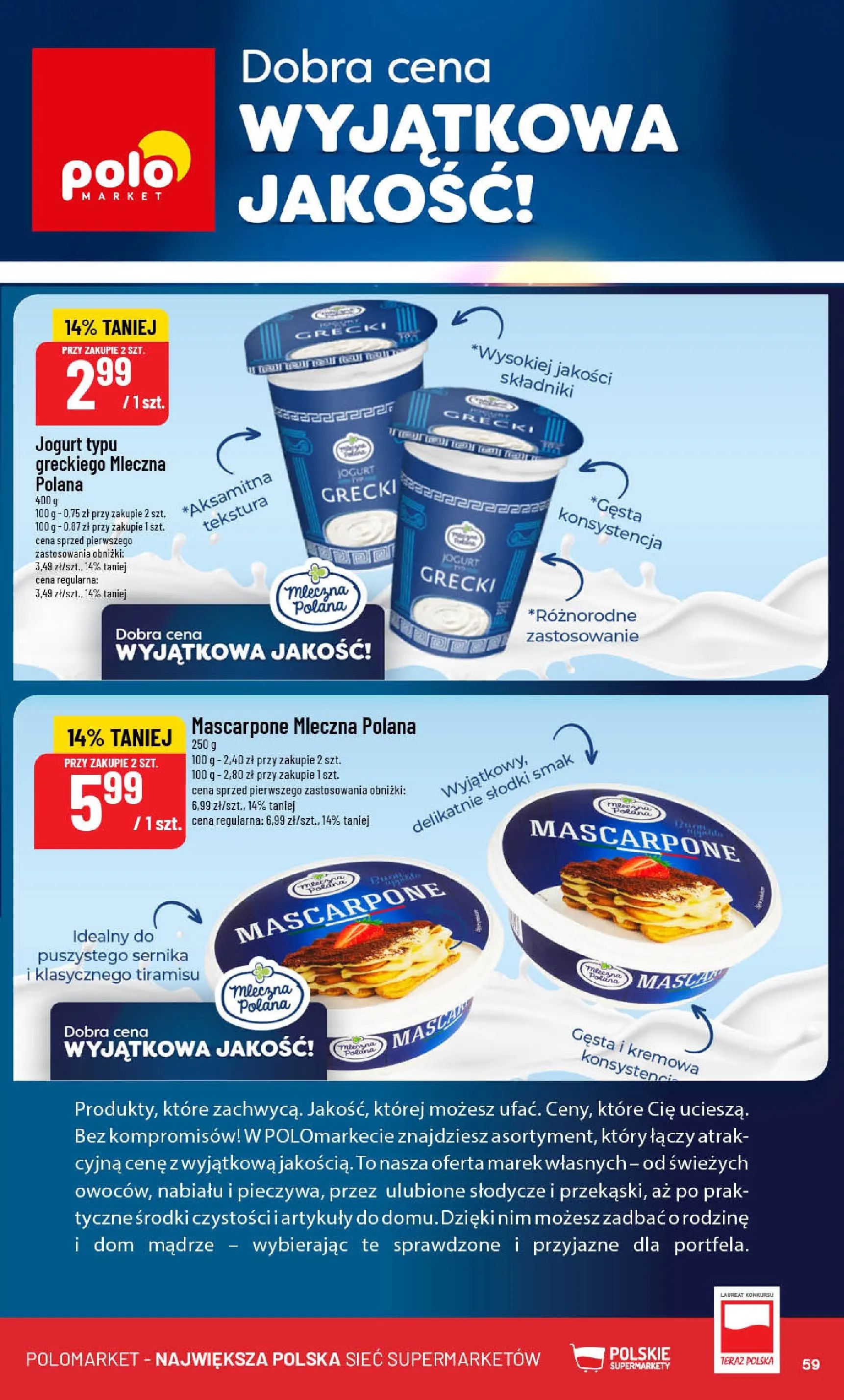 Nowa POLOmarket gazetka od jutra 04.03.2026 (PDF) | Strona: 59 | Produkty: Słodycze, Tiramisu, Mascarpone, Jogurt