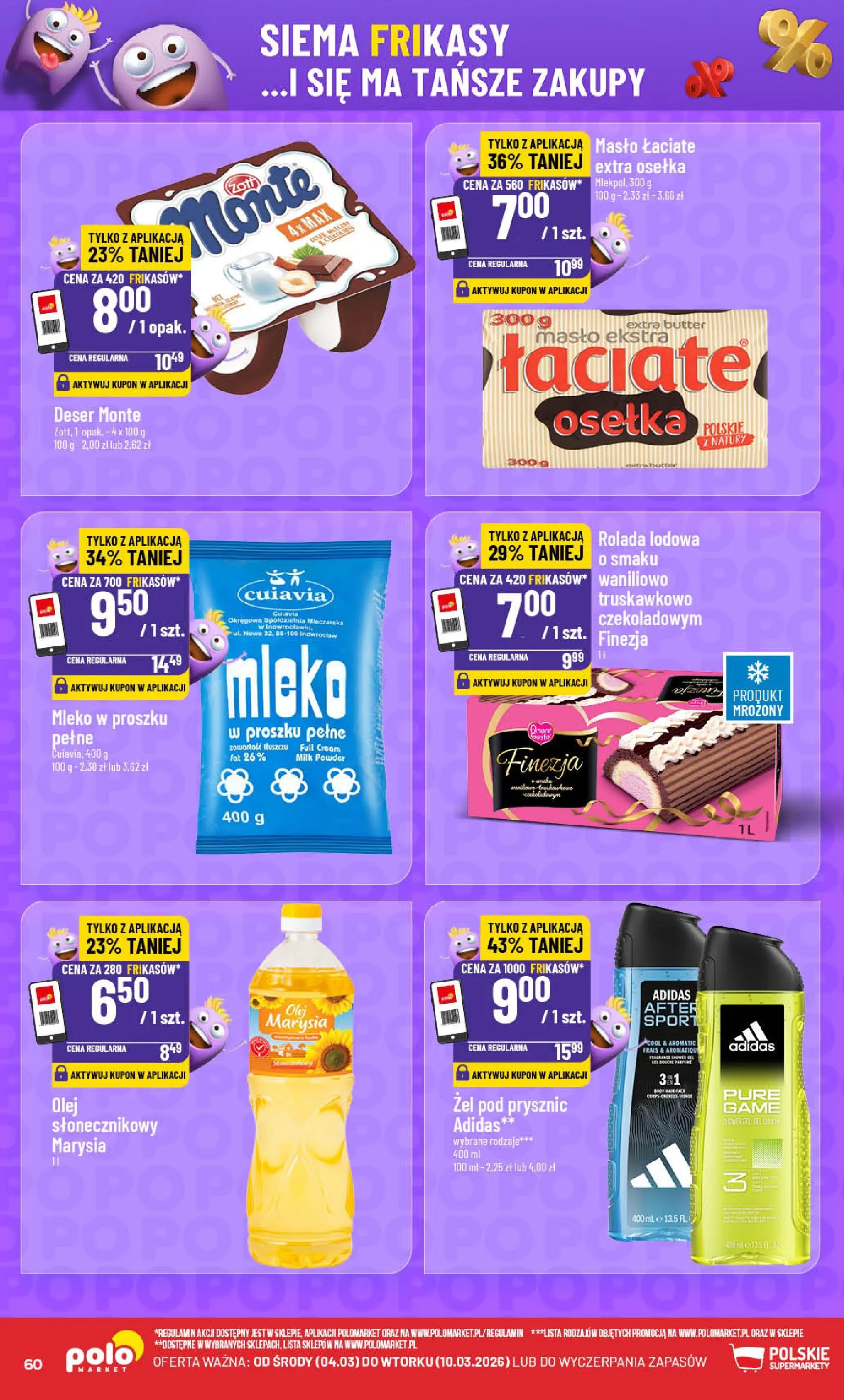 Nowa POLOmarket gazetka od jutra 04.03.2026 (PDF) | Strona: 60 | Produkty: Osełka, Mleko w proszku, Rolada, Żel pod prysznic