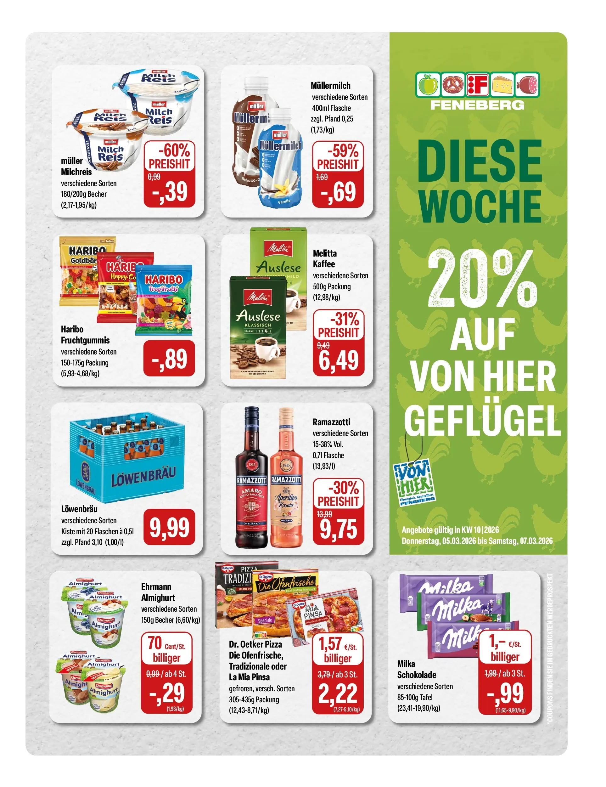 Feneberg  Aktuelle Angebote (ab 05.03.2026) zum Blättern | Seite: 1 | Produkte: Melitta, Milch, Schokolade, Milka