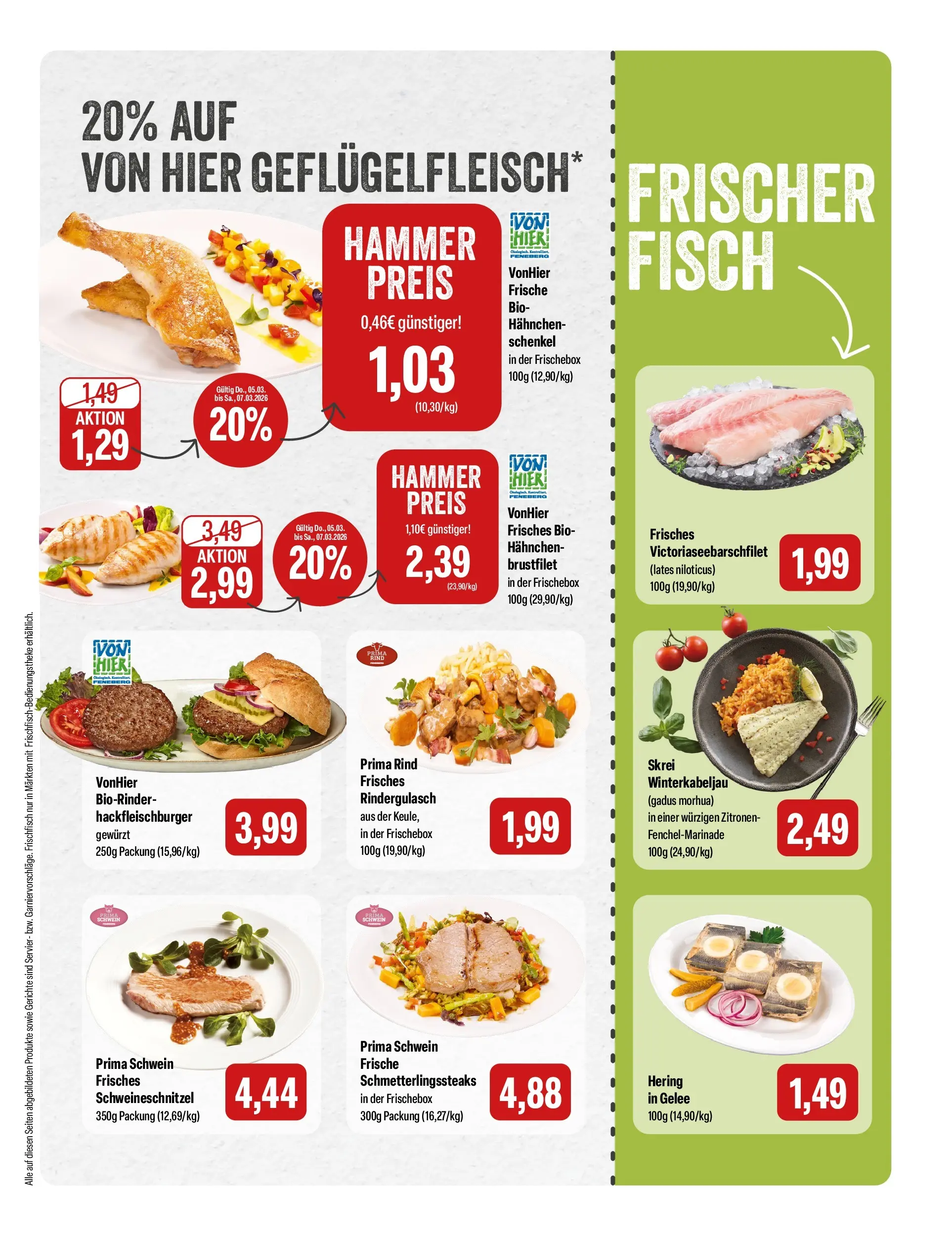 Feneberg  Aktuelle Angebote (ab 05.03.2026) zum Blättern | Seite: 3 | Produkte: Rindergulasch, Hahnchen, Fisch, Zitronen