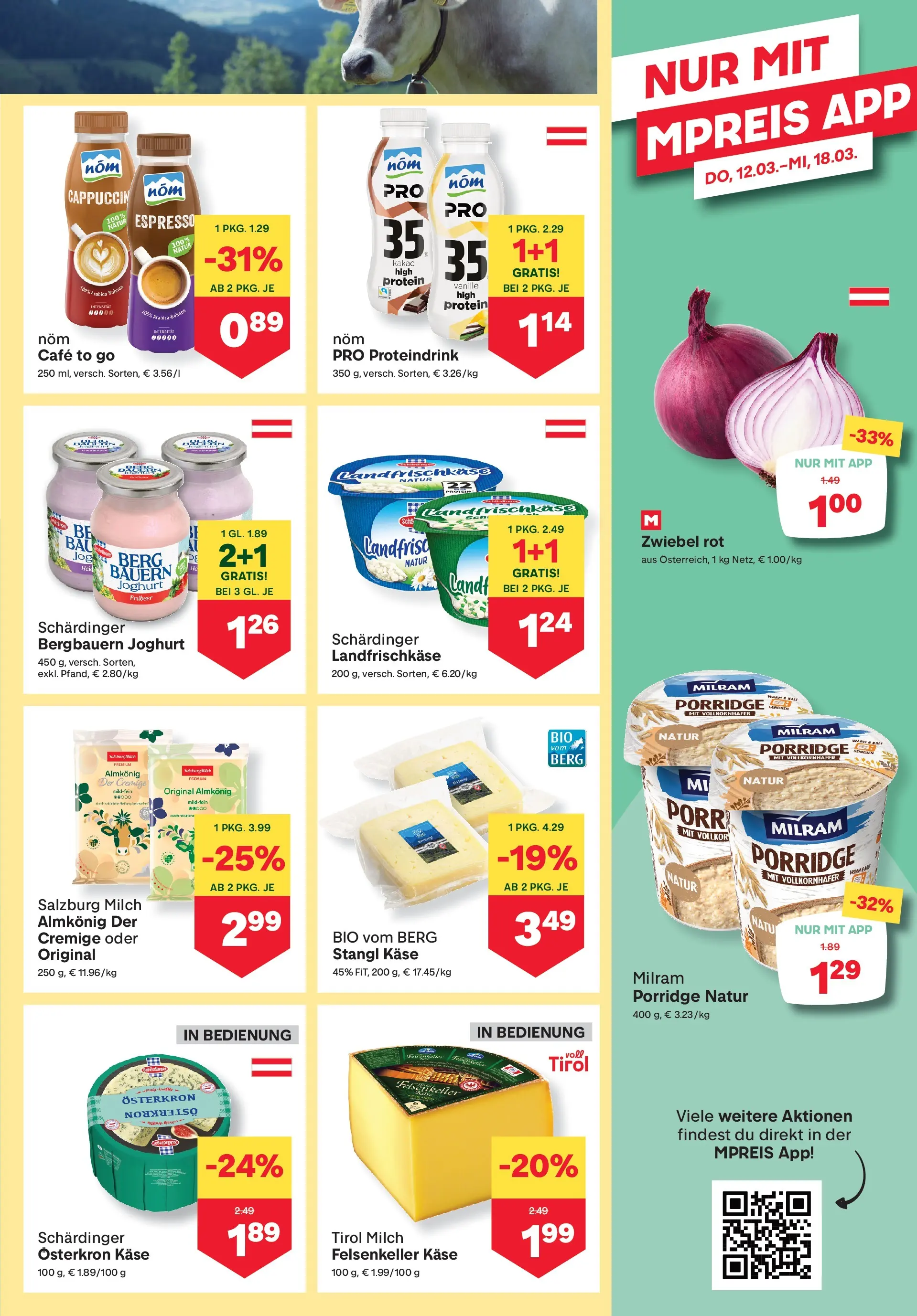 MPREIS Pfunds von 12.03.2026 - Aktuelle Angebote | Seite: 5 | Produkte: Milch, Käse, Joghurt