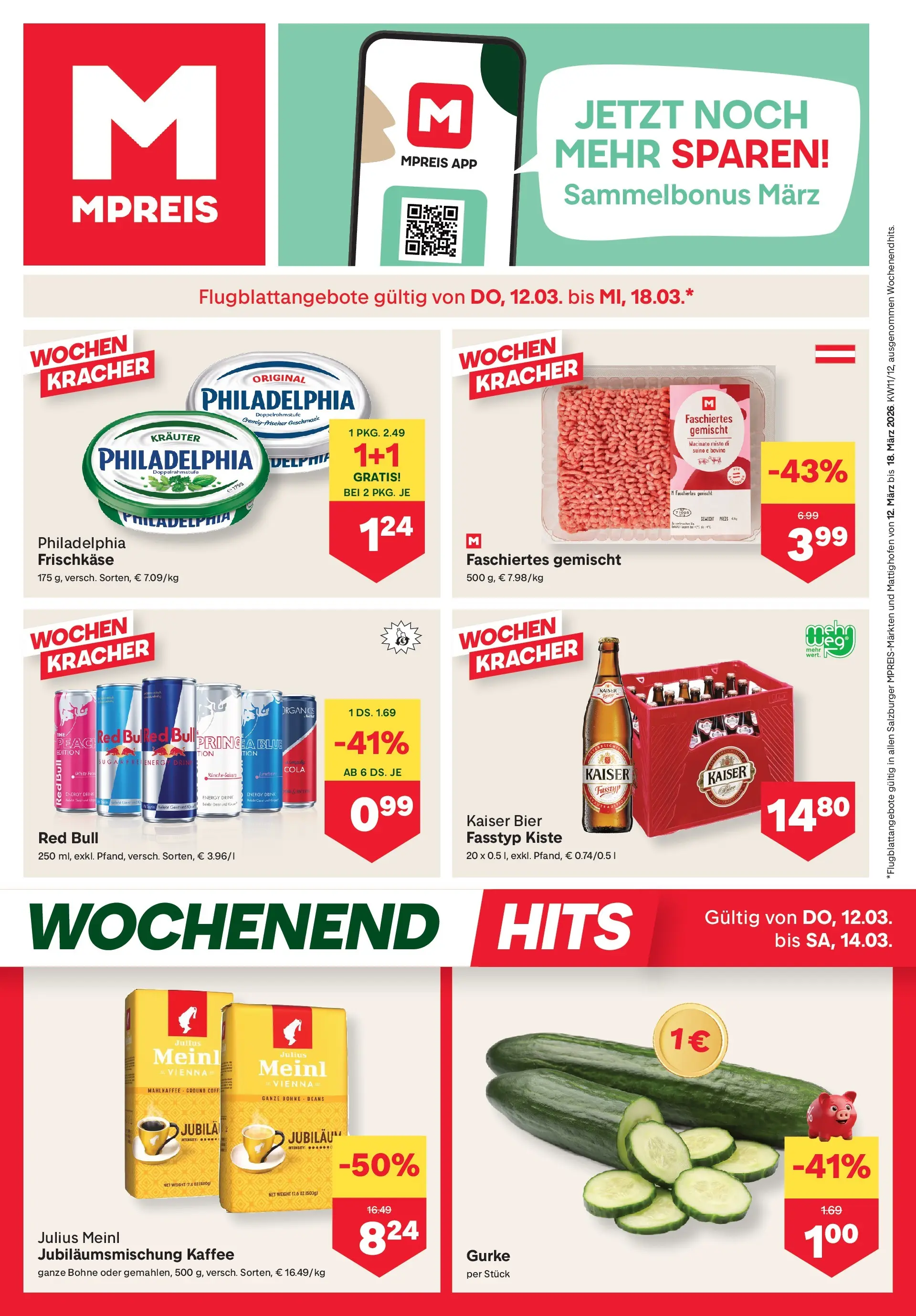 MPREIS Saalbach von 12.03.2026 - Aktuelle Angebote | Seite: 1 | Produkte: Kaffee, Bier