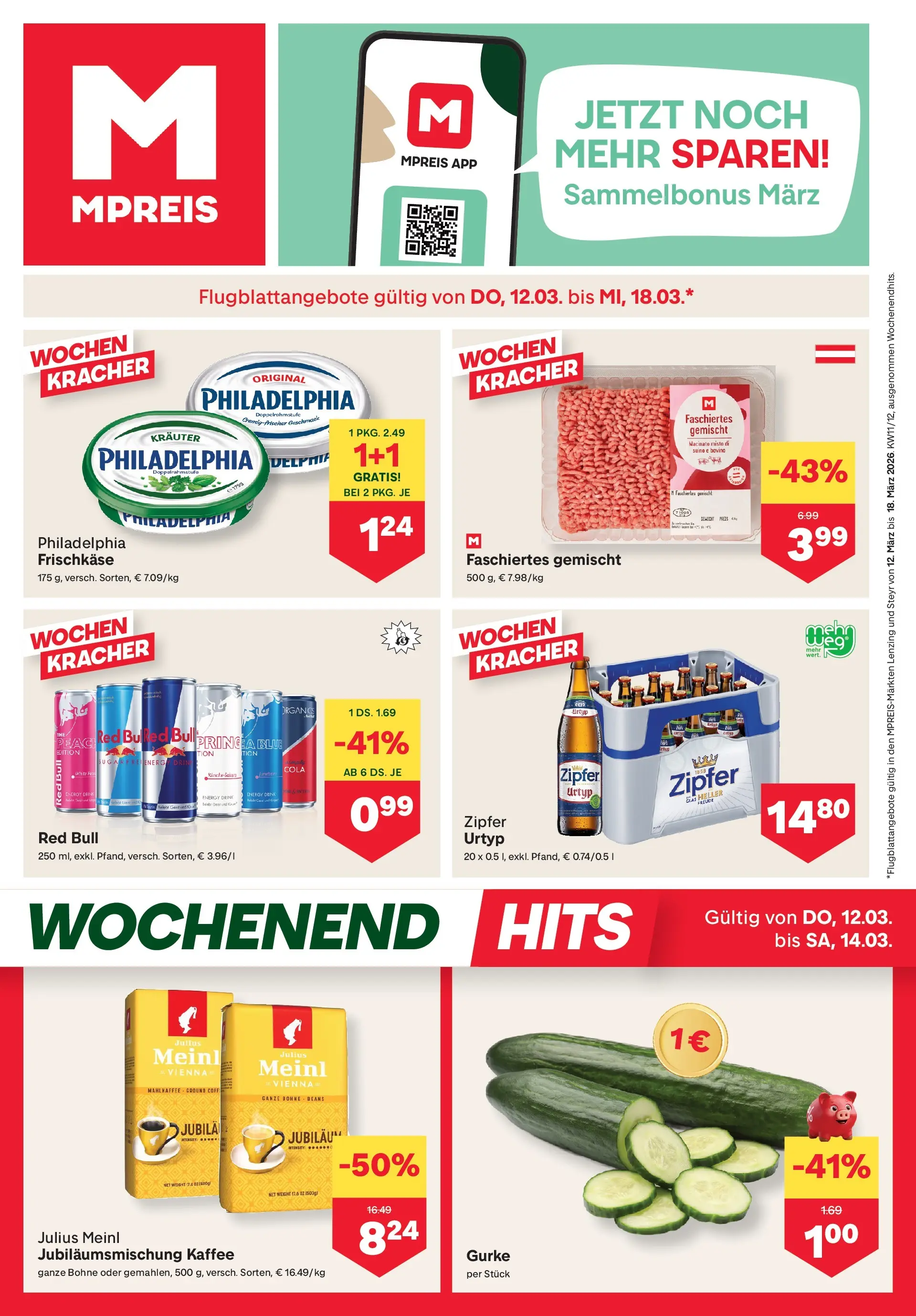 MPREIS Steyr von 12.03.2026 - Aktuelle Angebote | Seite: 1 | Produkte: Kaffee